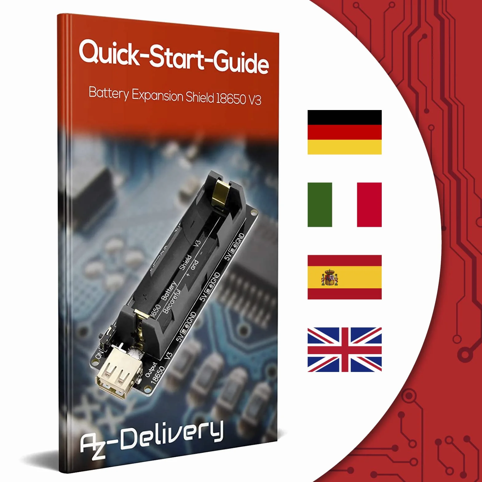AZDelivery 18650 Battery Expansion Shield V3 Złącze Micro-USB, w tym kabel USB kompatybilny z Arduino w tym E-Book!