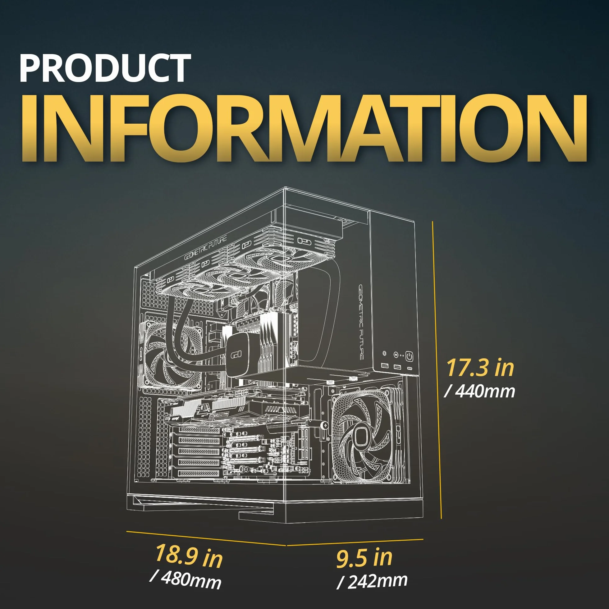 Geometric Future M5 GEO-M5F-W Obudowa Mid Tower z hartowanego szkła, do E-ATX/ATX, stal 1,2 mm, port USB-C, panele beznarzędziowe, do radiatorów 420/360 mm, 5 x wentylator ARGB PWM 140 mm, biała