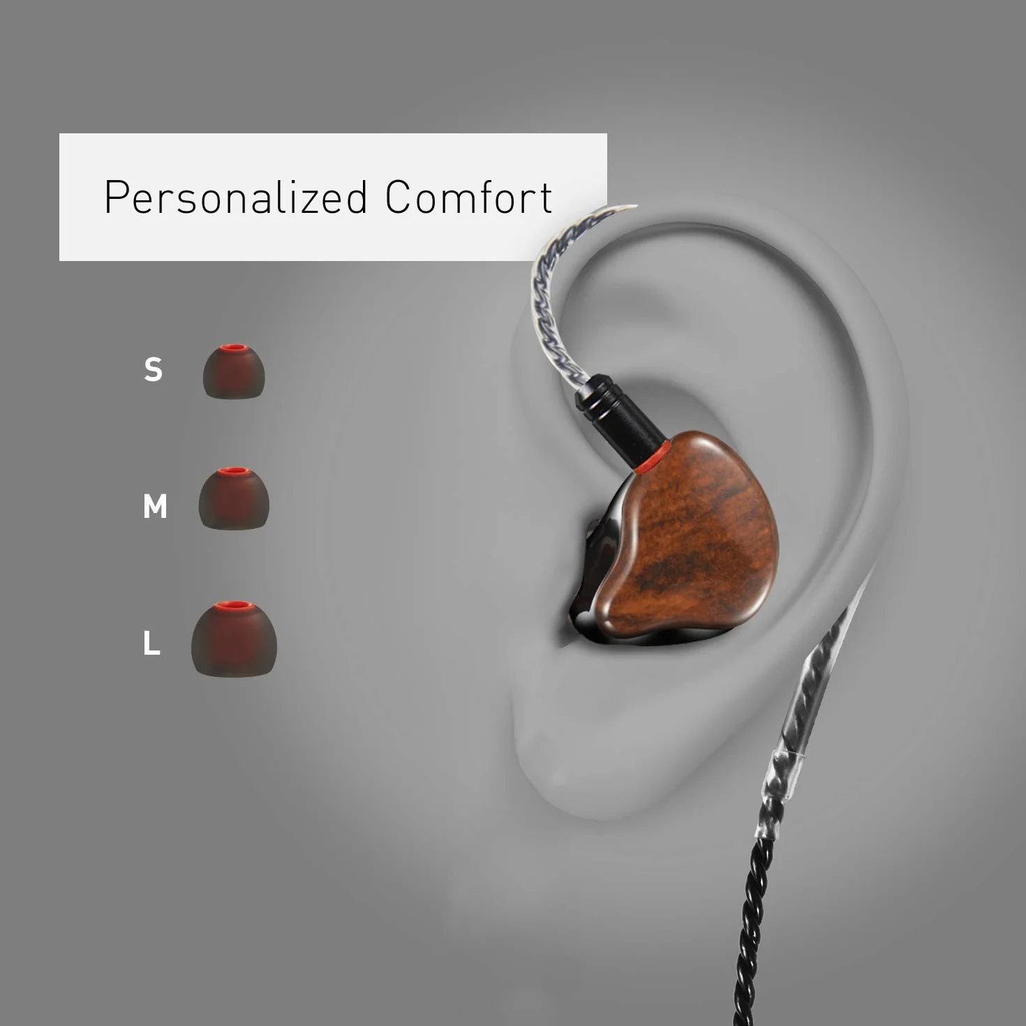 in Ear Monitor Headphones, HiFi Stereo IEM Earphones, Dynamic Dual Driver Wired Earbuds with Detachable Cable, Noise Canceling Headset for Singers Musicians Drummers Audiophile (Wood Grain)