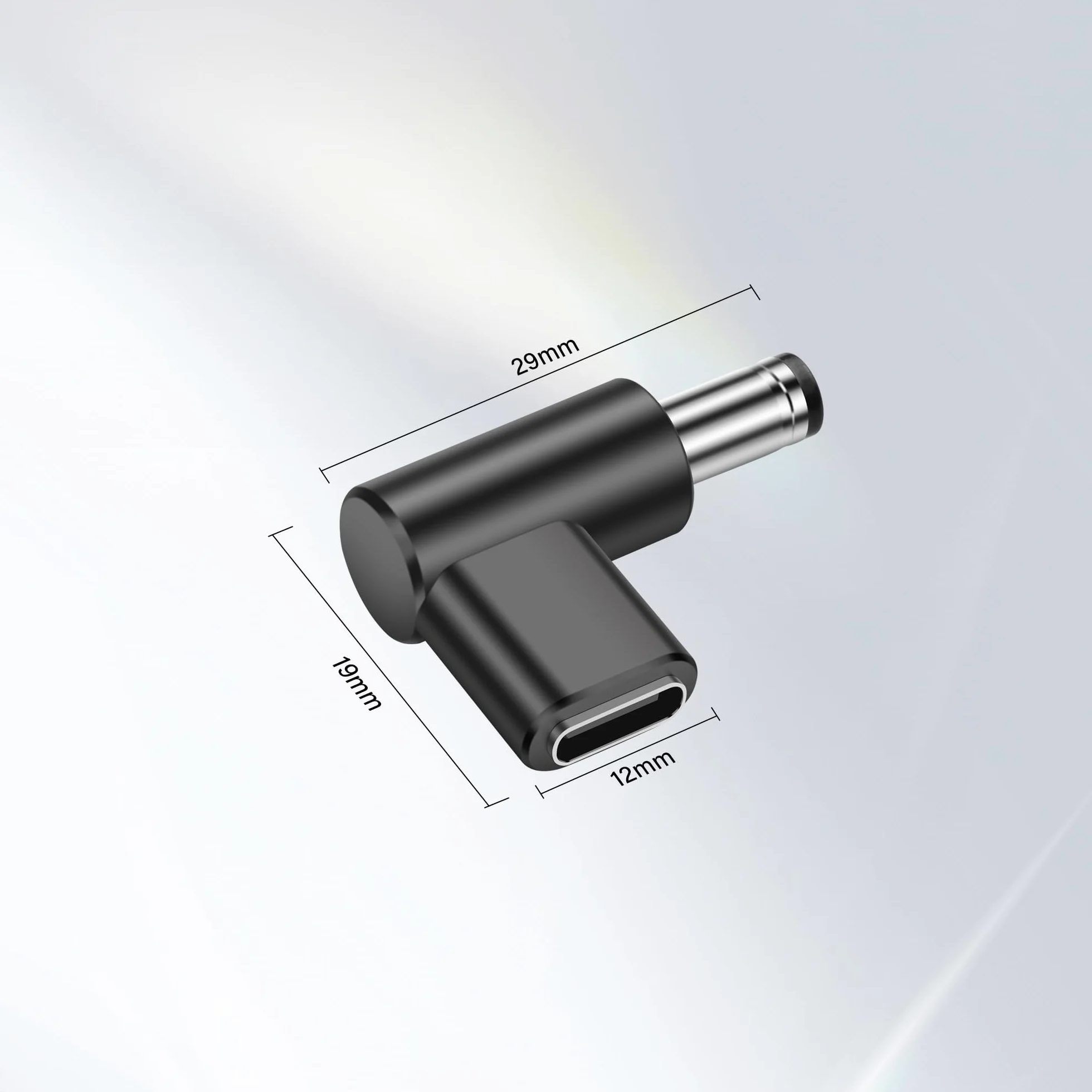 12 V USB C na DC 5,5 x 2,1 mm Konwerter, 90 stopni DC 5,5 x 2,1 mm złącze na gniazdo USB C emulator PD adapter z wyzwalaczem, do kamery, routera, diody LED (4-pak)
