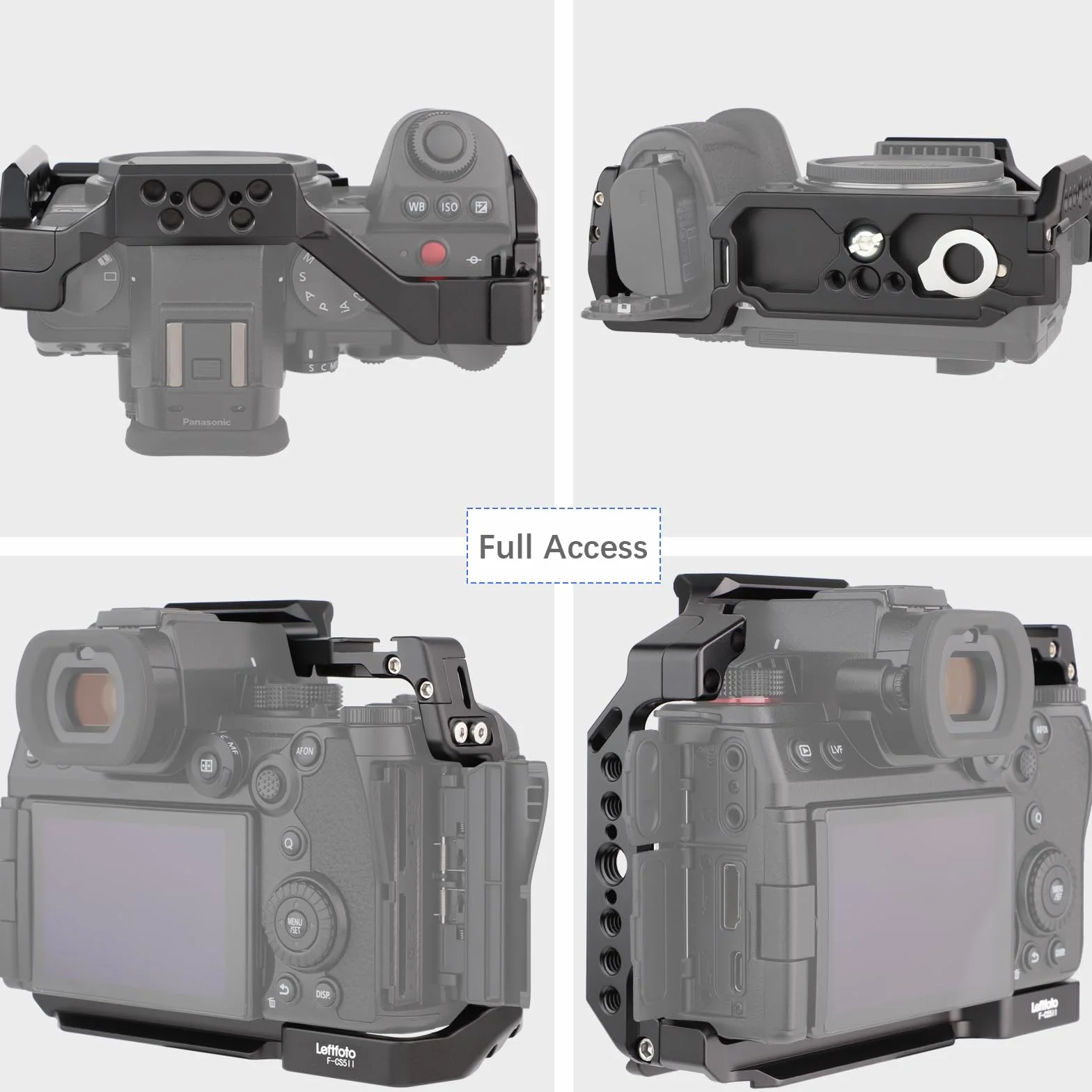 Leftfoto S5 klatka na aparat do Panasonic LUMIX S5 II – ramka ochronna z podstawą Arca, szyna NATO, gwinty ARRI, kompatybilna ze stabilizatorem DJI RS2, nagrywanie wideo vlog