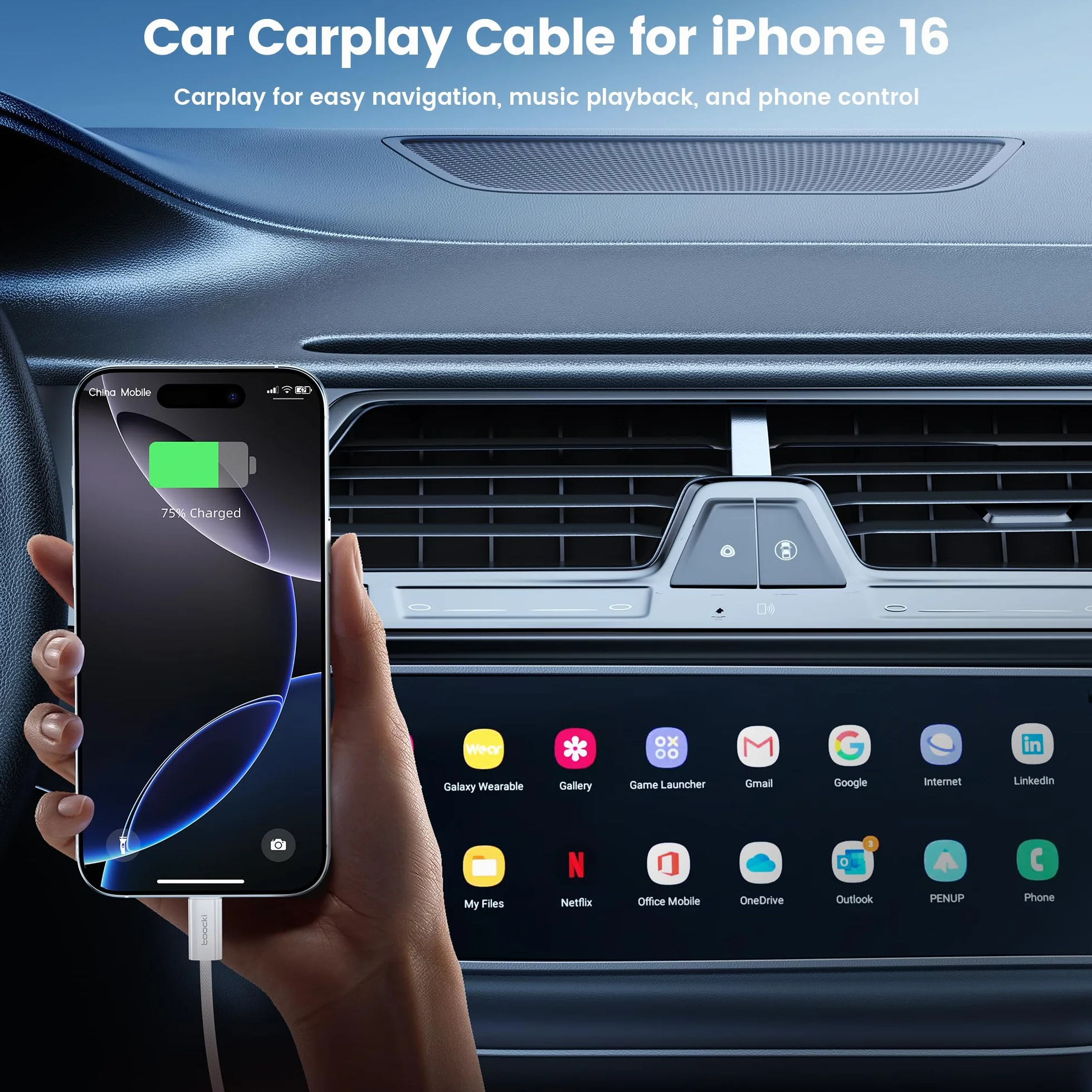 toocki Kabel USB C, 2 m, kabel do ładowania USB C, kabel do szybkiego ładowania, nylonowy kabel do ładowania USB C do iPhone 16 Pro Max, Samsung Galaxy S24, S23, S22, S21, S20, S10, S9, S8, Note10