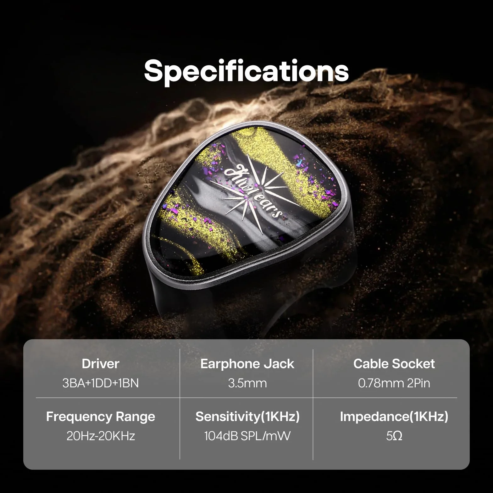 Linsoul Kiwi Ears Étude Monitor douszny, 3BA+1DD+1BN Hybrydowe słuchawki douszne IEM, Słuchawki do gier, HiFi Przewodowe słuchawki stereo z odłączanym 2-pinowym kablem dla audiofilów i muzyków