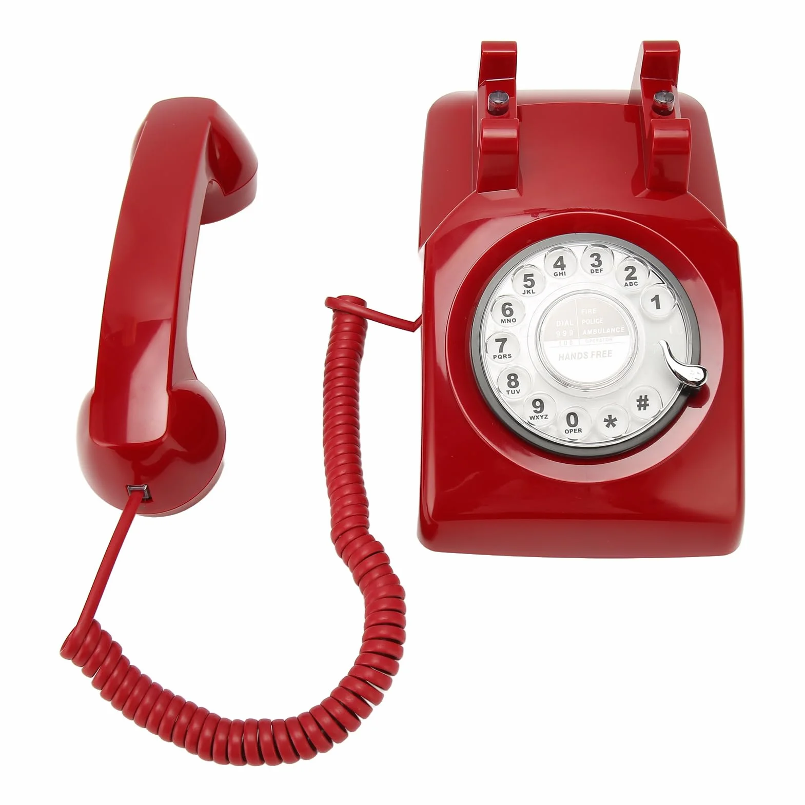 Telefon Obrotowy w Stylu Retro – Staromodny Telefon Stacjonarny w Stylu Vintage z Mechanicznym Dzwonkiem – Wytrzymały materiał ABS – Idealny do Użytku Domowego, Biurowego i Hotelowego –