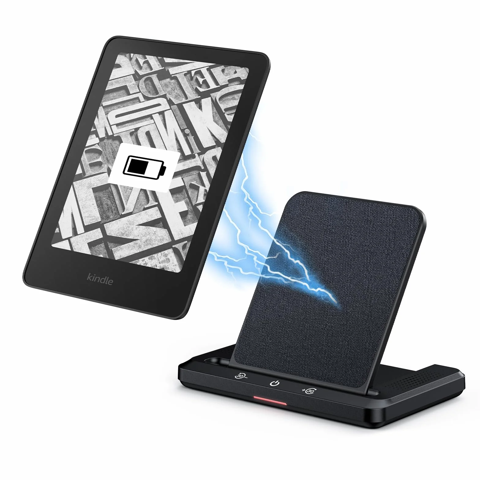 Bezprzewodowa stacja ładująca z głośnikiem do Audiobooka, bezprzewodowa ładowarka kompatybilna z Kindle Paperwhite Signature Editions (wersje z 2022 i 2024 r.) i Kindle Colorsoft Signature Edition