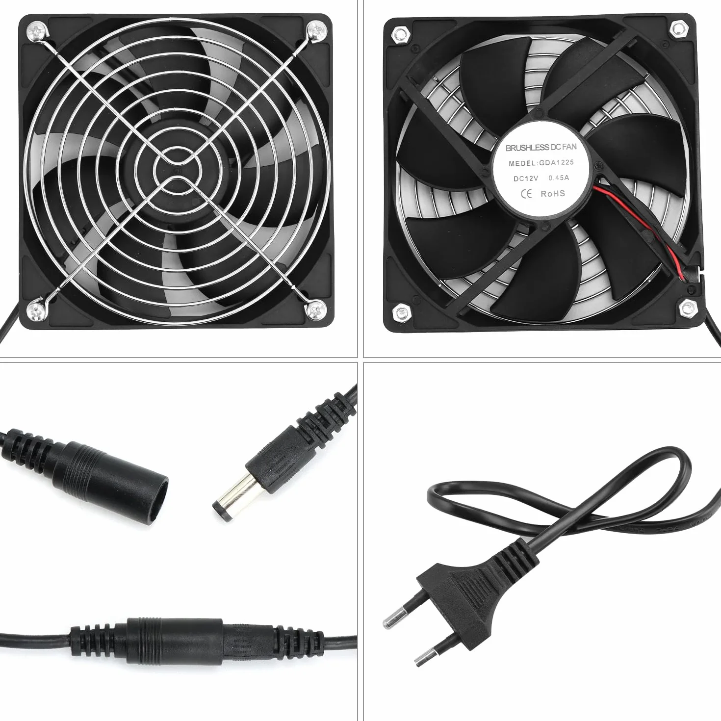 QWORK Wentylator skrzynkowy 120 mm z regulacją prędkości, bezszczotkowy wentylator PC 12 V do komputerów, laptopów, telewizorów i innych