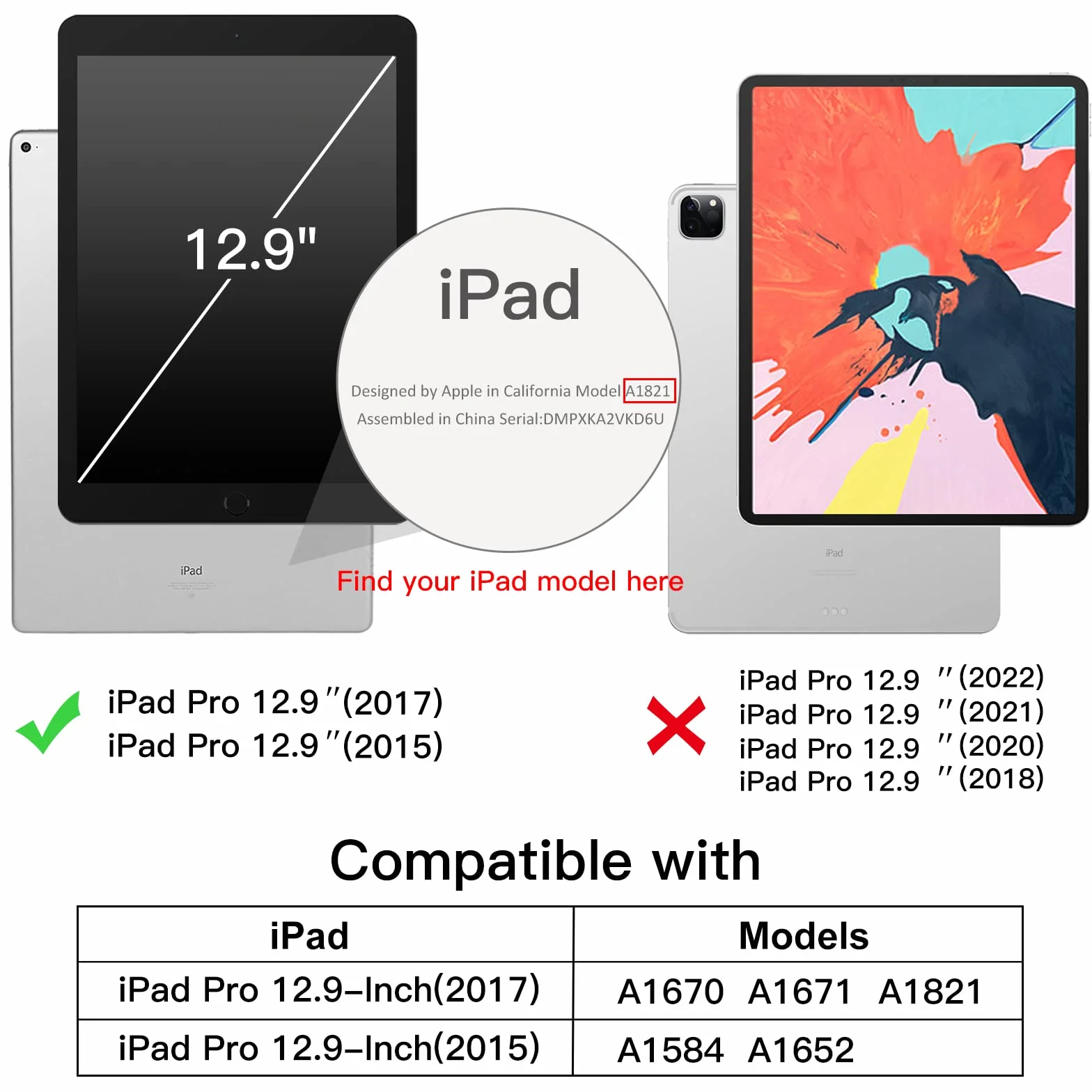 JETech Etui dla iPad Pro 12,9 Cala (1. i 2. Generacja, Model z 2015 i 2017), Automatyczne Budzenie/Usypianie (Czarny)