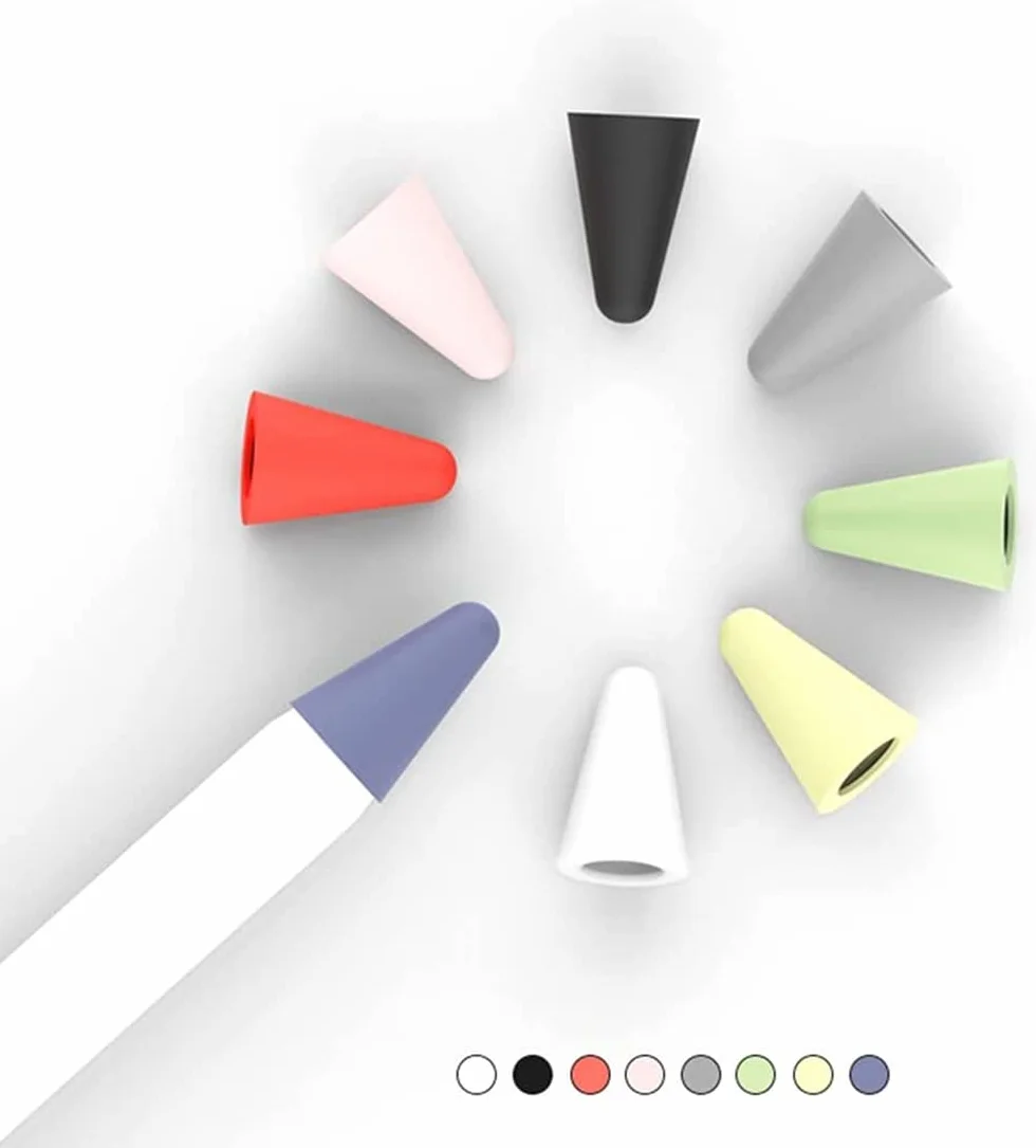 Silikonowe nakładki na stalówki do Apple Pencil 1/2, antypoślizgowe, 8 sztuk