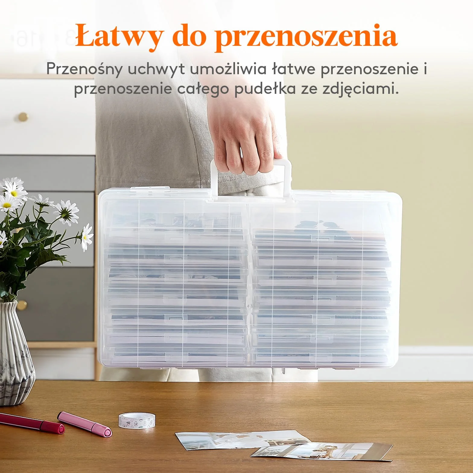 Lifewit Pudełko na Zdjęcia 35 x 19 cm, Organizer Zdjęcia z 14 Przegrodami na 10x15cm 4R, Pojemnik do Przechowywania Zdjęć, Plastikowe Pudełko z Arkuszem Etykiet