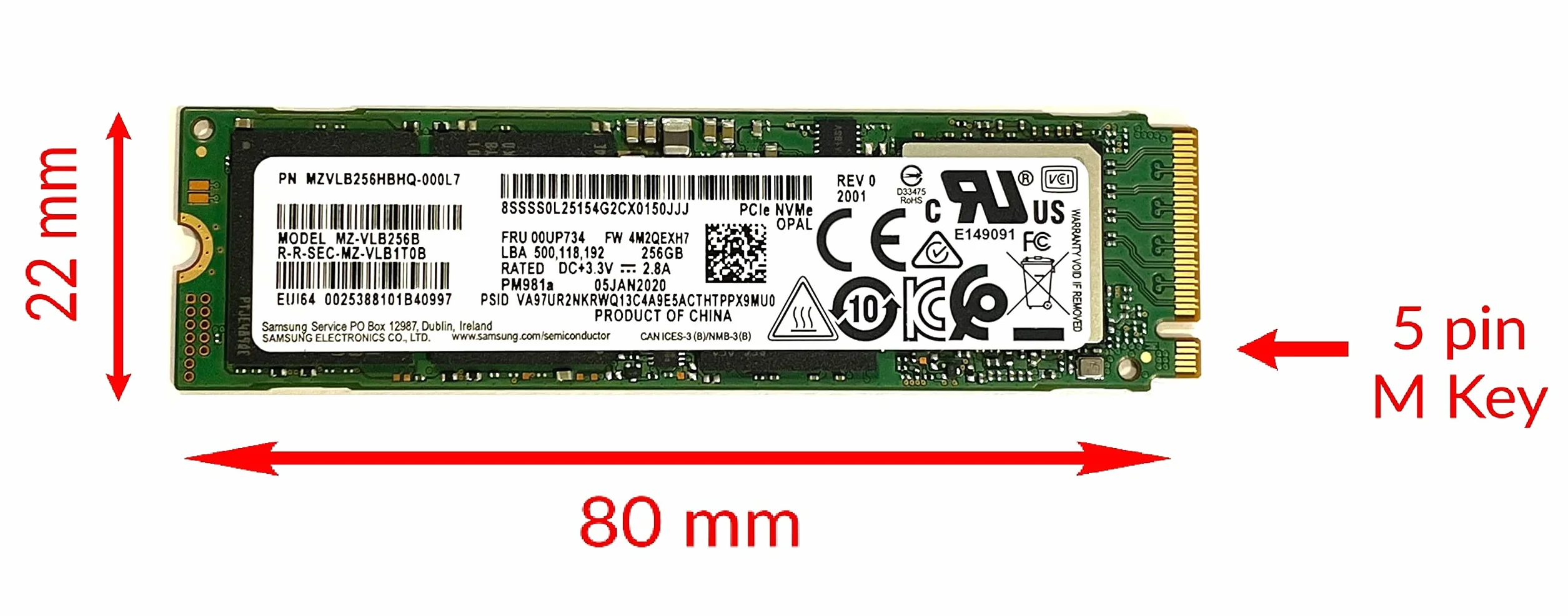 Samsung PM981 256 GB M.2 PCIe NVME dysk SSD OEM (2280) MZVLB256HBHQ