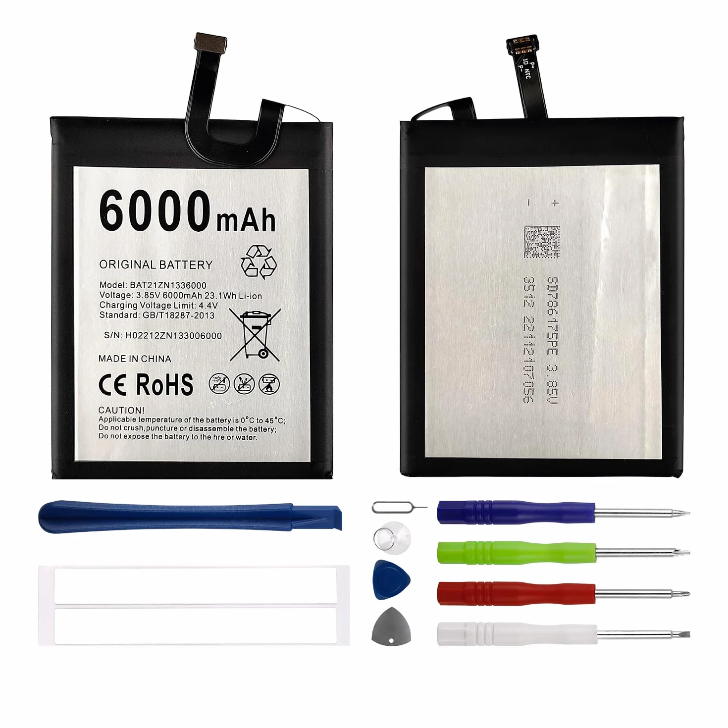 Nowa bateria zamienna BAT21ZN1336000 kompatybilna z akumulatorem Doogee S98 6000 mAh z zestawem narzędzi naprawczych