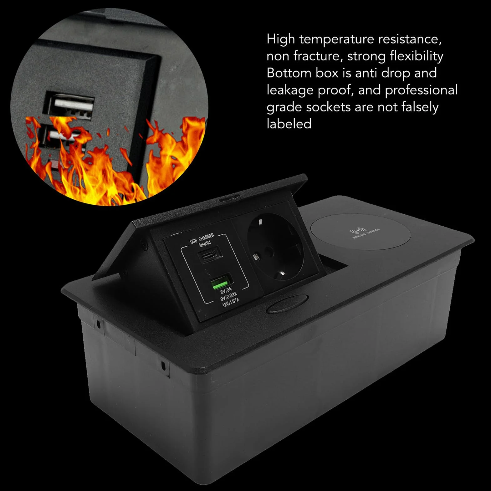 Oumefar Wpuszczane Gniazdko Elektryczne na Biurko 4000 W Porty USB AC 16 A 20 W do Handlowego