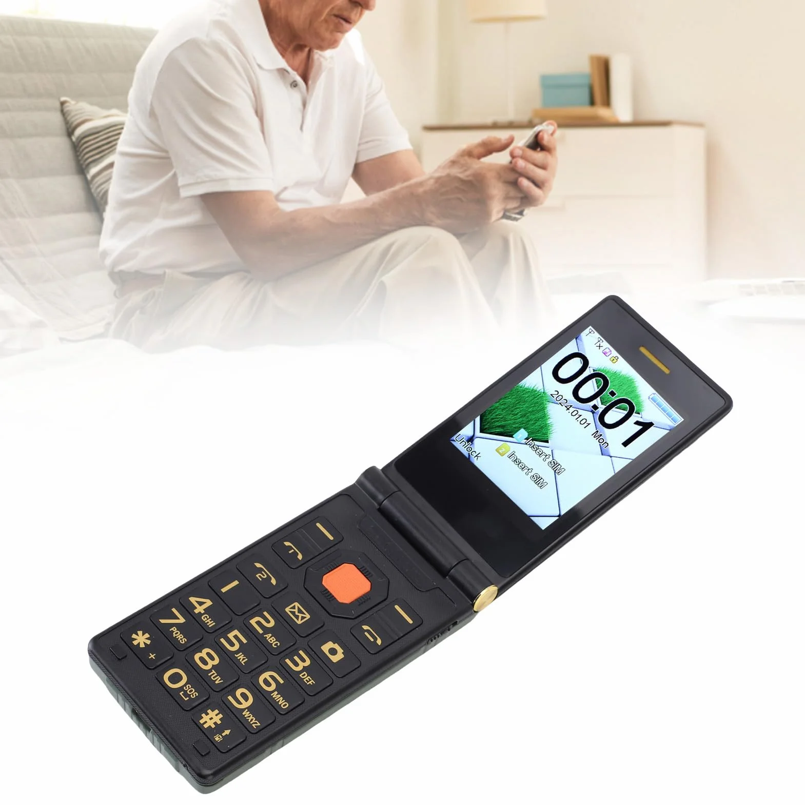 LICAEVEY Odwróć Telefon Komórkowy dla Seniorów, 1,3MP Dual Screen Telefon z podwójną kartą SIM, Odblokowane Telefony z Szybkim Wybieraniem, Jedno Klawisz Latarki 丨 Głośno Głośnik 丨 4800 (GREEN)