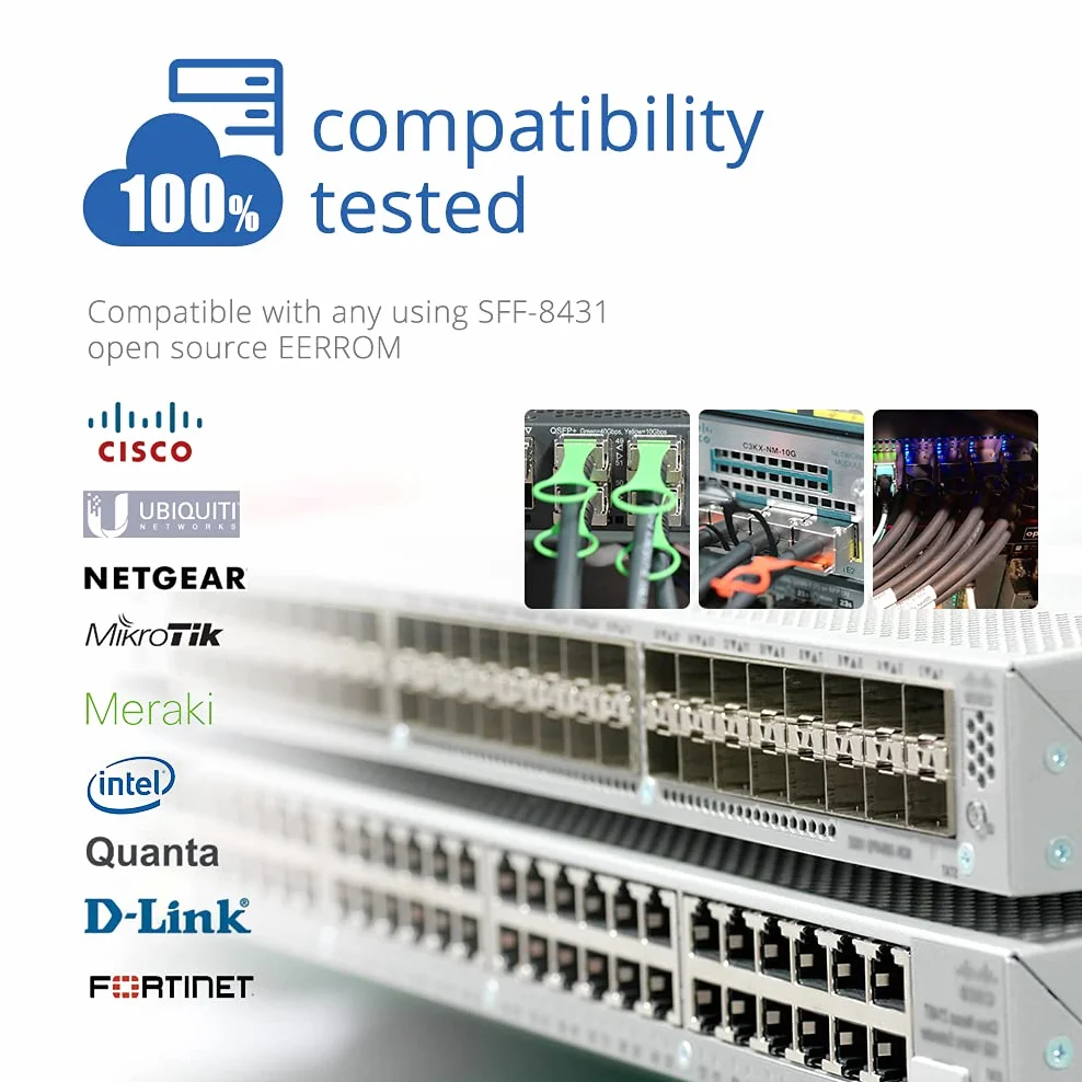 H!Fiber.com Twinax SFP+ 10GBase-CU 10GBase-CU Pasywny miedziany kabel DAC SFP+ do Cisco SFP-H10GB-CU1M, Ubiquiti, Supermicro, Netgear, Mikrotik i innych otwartych przełączników