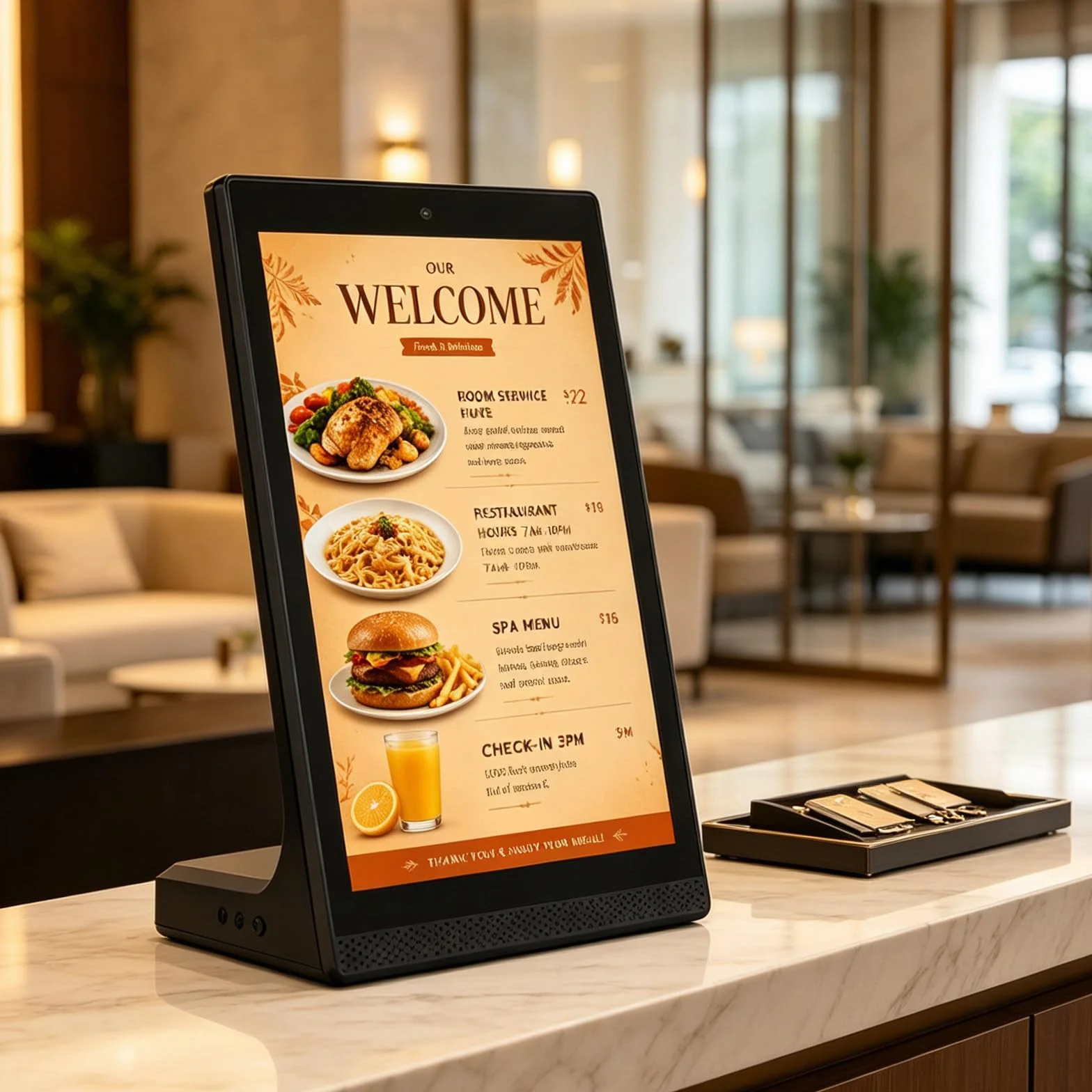 Elektroniczna tablica menu 15,6 cala, interaktywny wyświetlacz dotykowy typu Digital Signage, cyfrowy ekran z łącznością Wi-Fi i USB do kawiarni i zastosowań komercyjnych