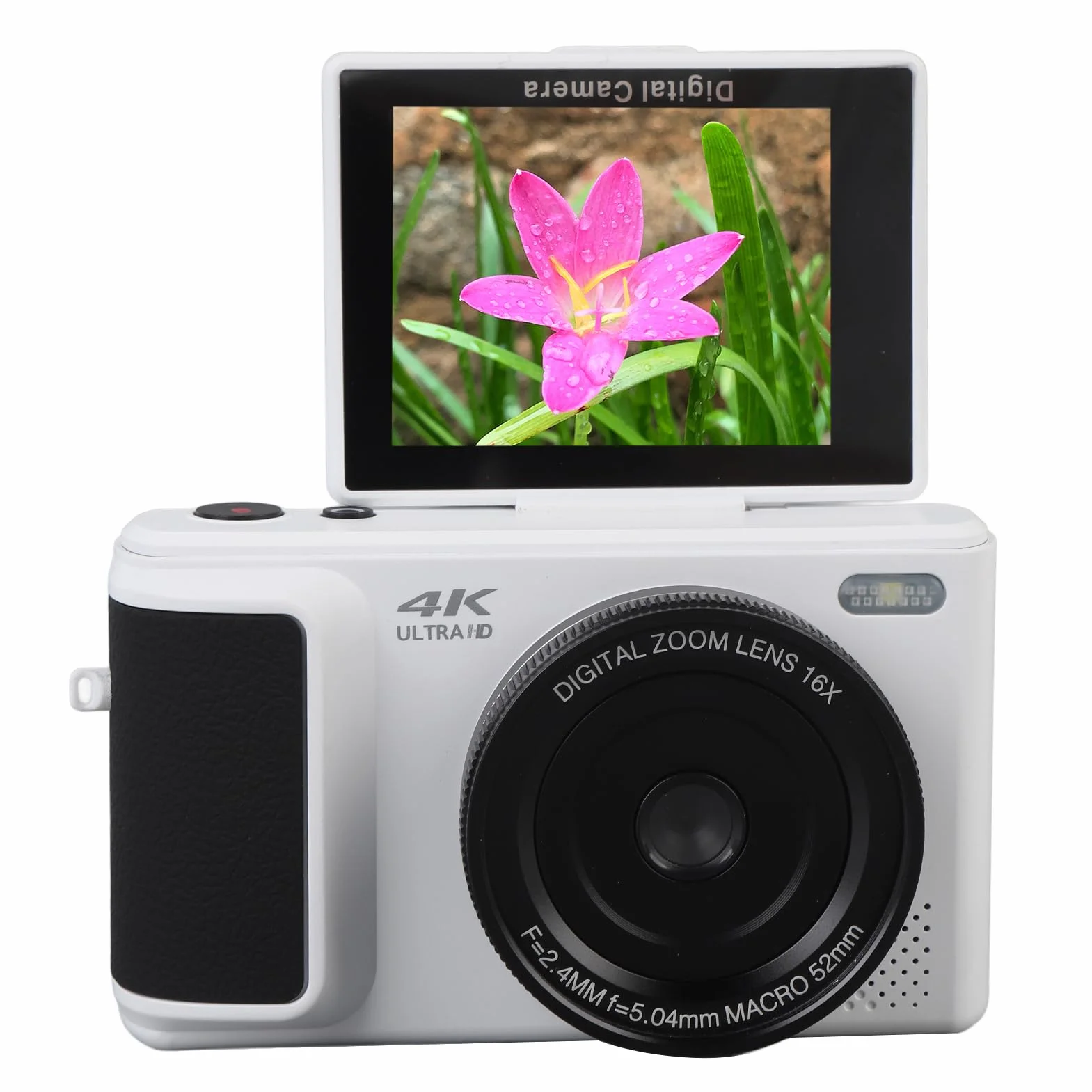 Aparat Cyfrowy 4K 64MP z automatyczną regulacją Ostrości i Bezlusterkowym Aparatem do Selfie do Robienia zdjęć (WHITE)