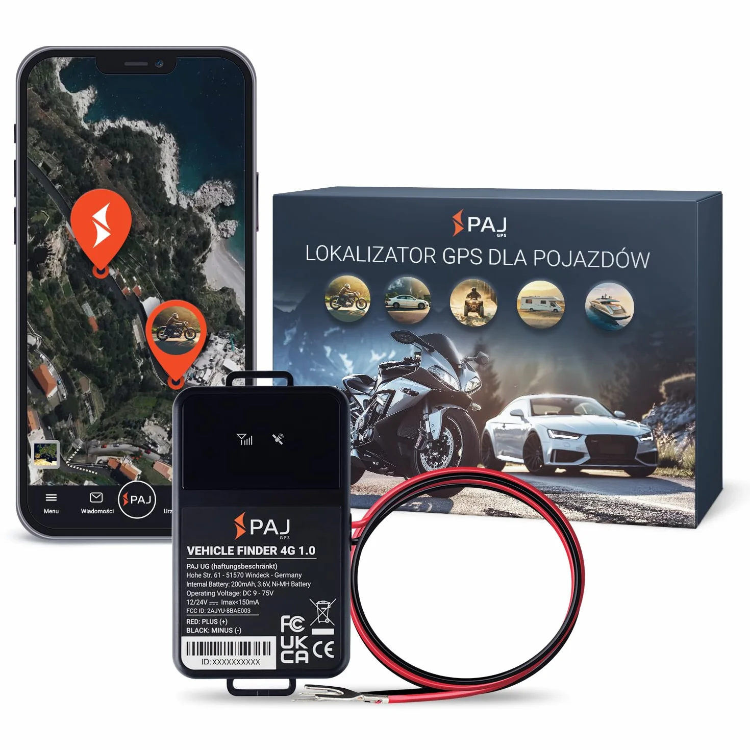 PAJ Vehicle Finder 1.0 4G Lokalizator GPS Samochodu Ciężarówki Vans Motocyklów, Bezpośrednie Połączenie Akumulator 10-30V, Śledzenie Na Żywo Aplikacja Alarm Drgań Przekroczenie Prędkości
