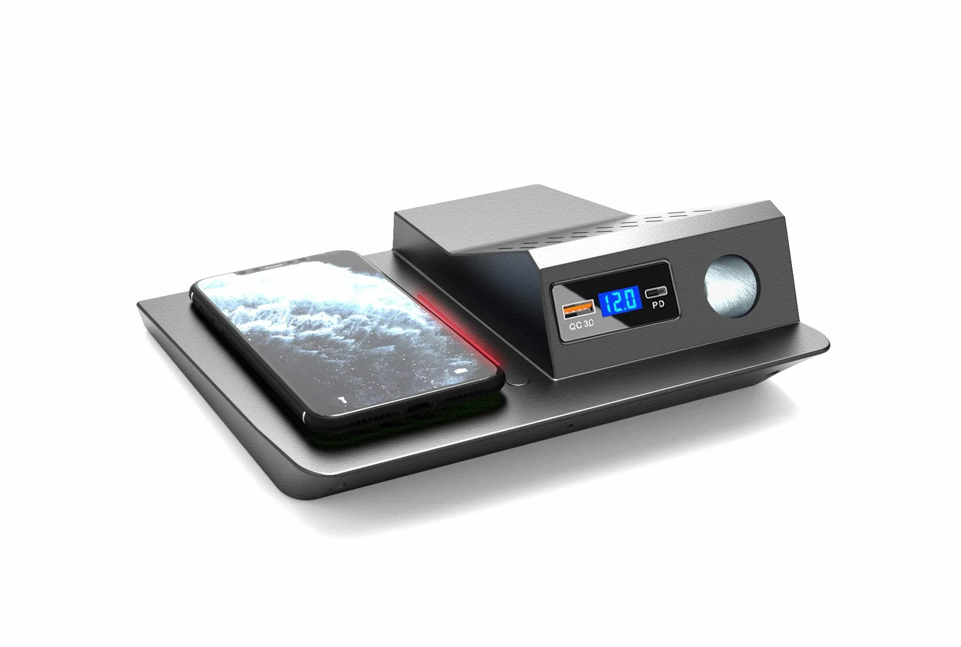 2019 Pasuje do a, Akcesoria Samochodowa Bezprzewodowa Ładowarka QI 15 W Szybka Płyta Ładowania Telefonu Modyfikacje Wnętrza Części Bezprzewodowa ładowarka samochodowa(Three Coil 10W)