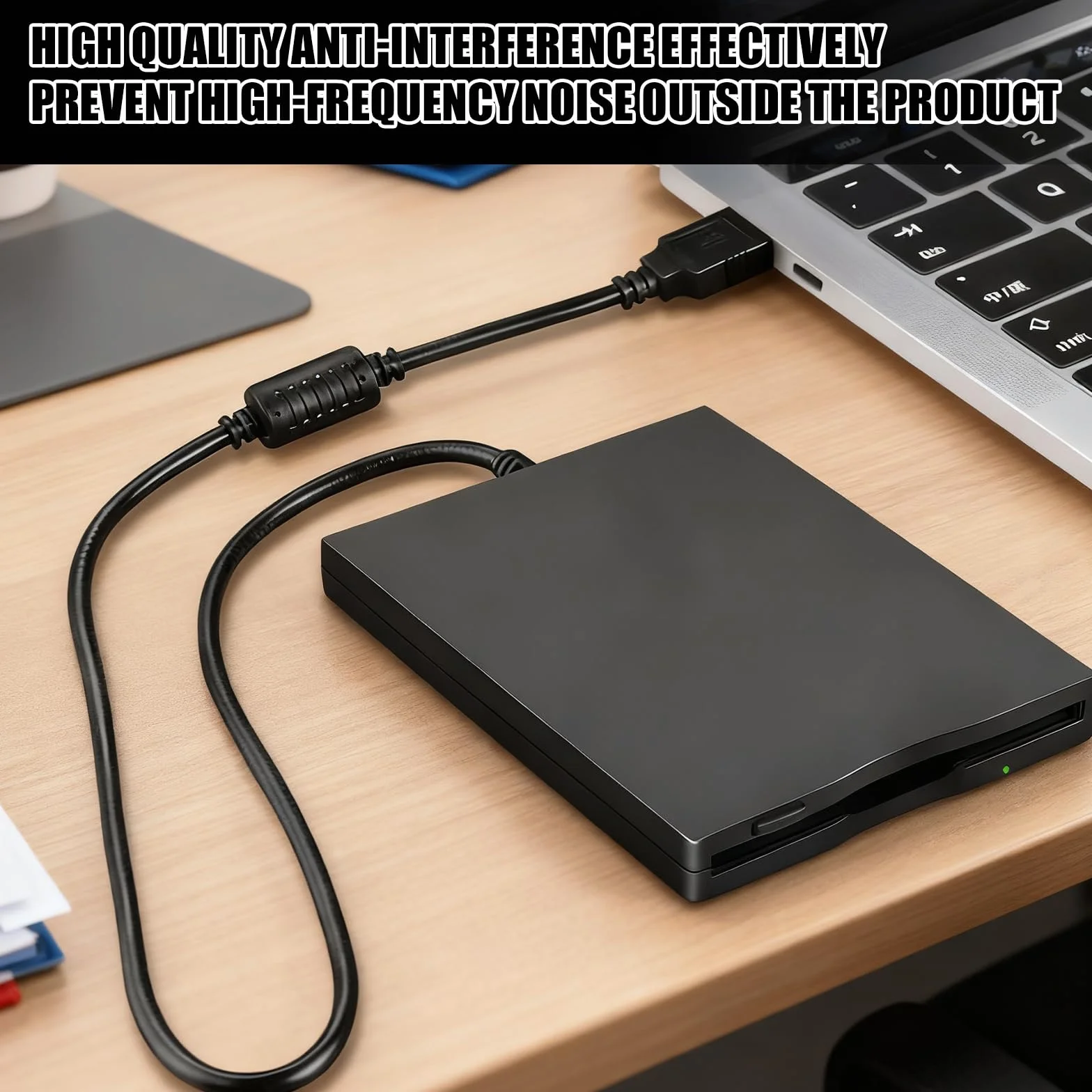 Leikurvo Zewnętrzna stacja dyskietek USB przenośna FDD 1,44 MB 3,5 cala, Slimline Floppy Disk Drive zewnętrzny czytnik kart, akcesoria komputerowe, wyjmowane, kompatybilne z PC i Mac, Plug and Play