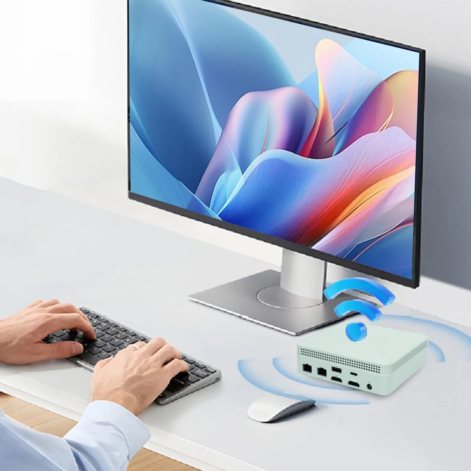 Vikye Mini PC z N100, Podwójnym Wi-Fi i Bluetooth, Gigabit Ethernet, Kompaktowym Małym Komputerem Stacjonarnym do Użytku w Domowym Biurze (16G i 1 TB Zielony)