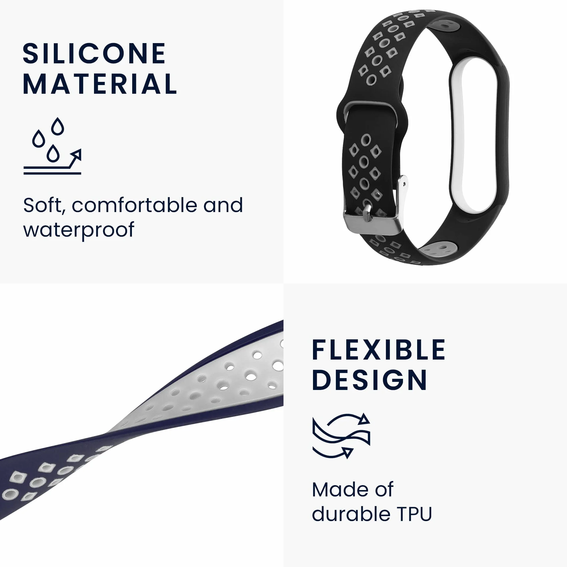 kwmobile 2 x pasek TPU silikonowa klamra kompatybilna z Xiaomi Mi Smart Band 6 / Mi Band 6 / Band 5 Pasek - paski 15,5-22 cm, L, silikon TPU
