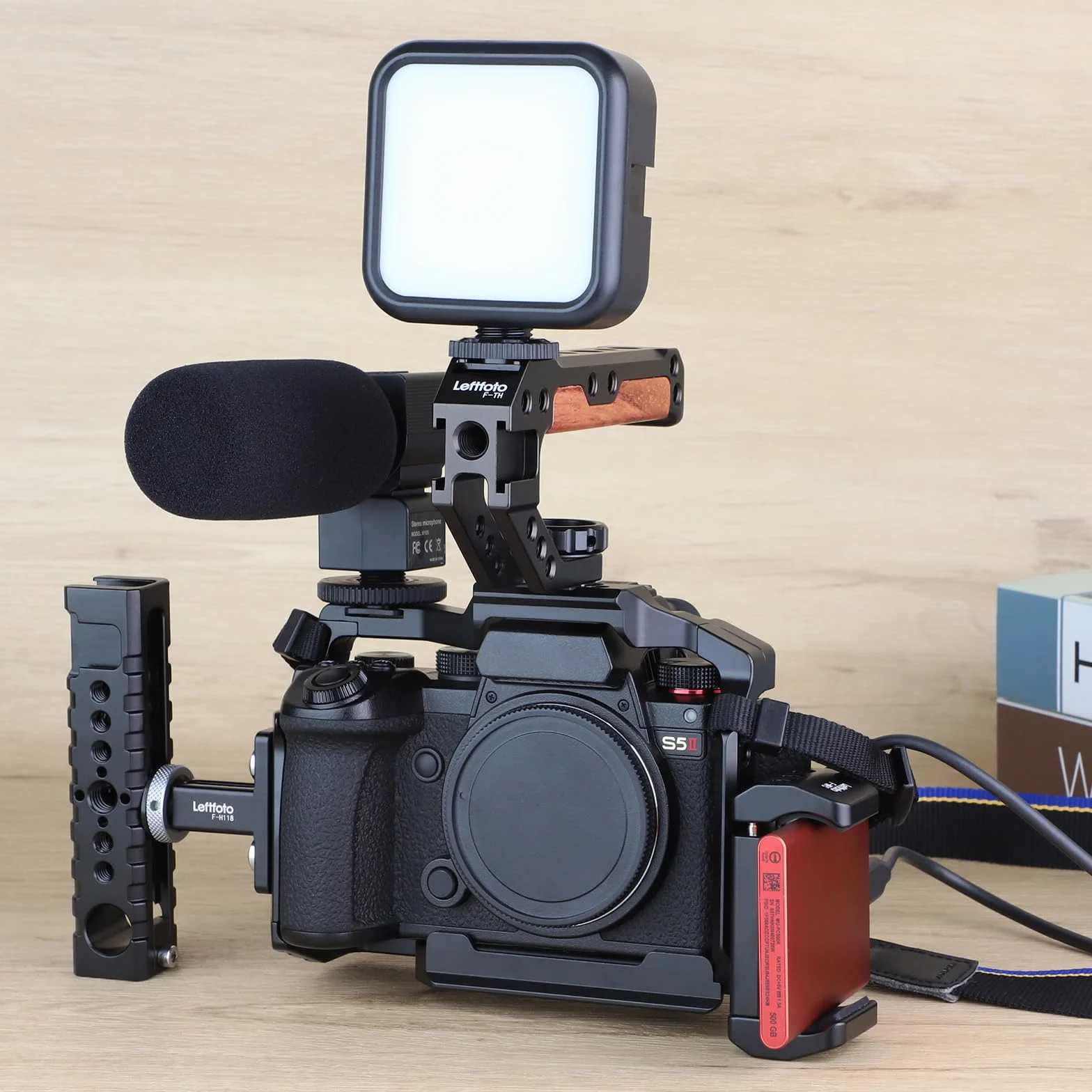 Leftfoto S5 klatka na aparat do Panasonic LUMIX S5 II – ramka ochronna z podstawą Arca, szyna NATO, gwinty ARRI, kompatybilna ze stabilizatorem DJI RS2, nagrywanie wideo vlog