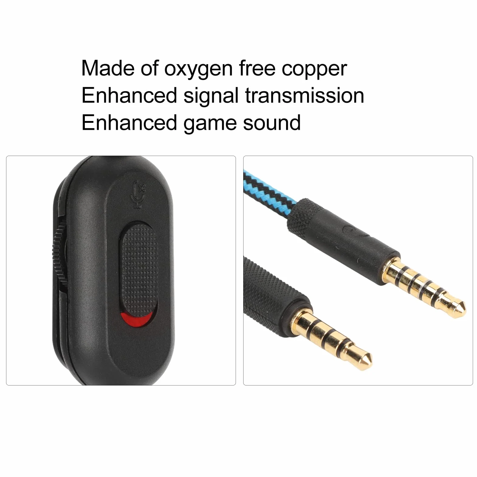 Ejoyous Kabel do słuchawek zamiennych do słuchawek gamingowych, tkany kabel do słuchawek z regulacją głośności i wyłącznikiem wyciszającym do G Pro G Pro X G433 (niebieski)
