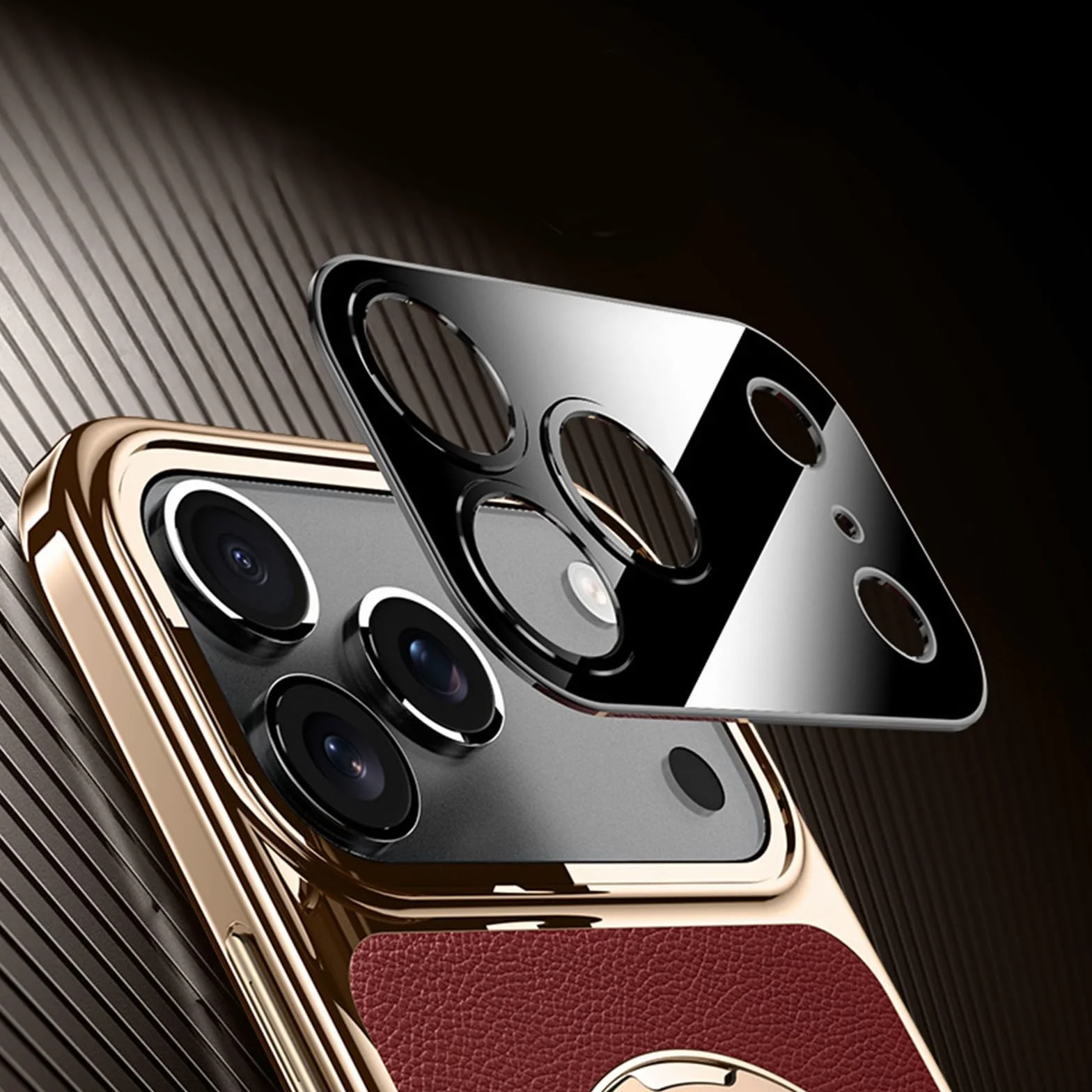 Generic etui kompatybilne z iPhone 17 Pro (kolor: czerwony) wysokiej jakości skórzany pierścień twardy tył silikonowy futerał
