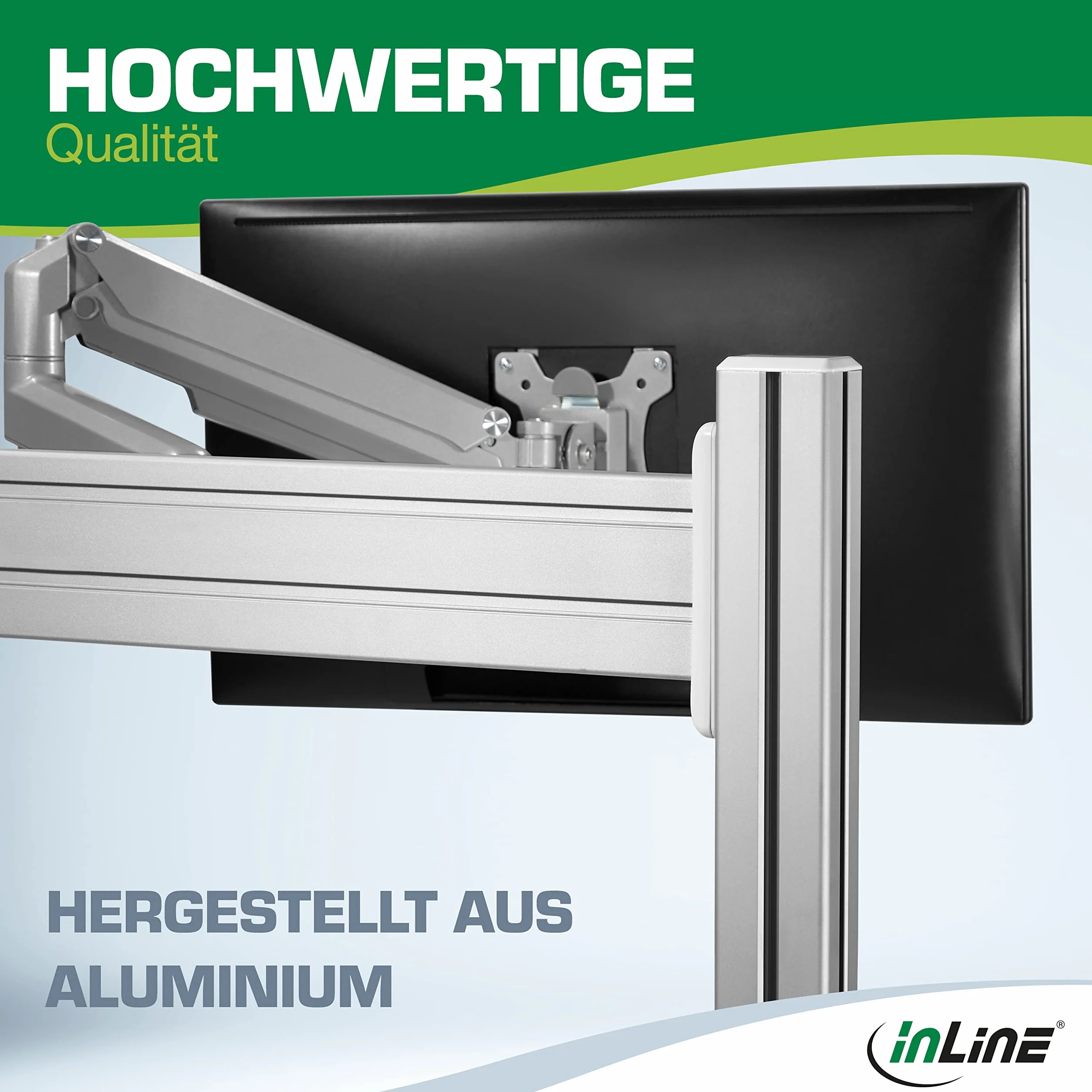 InLine Slatwall Supporto Monitor 2 snodi, silver