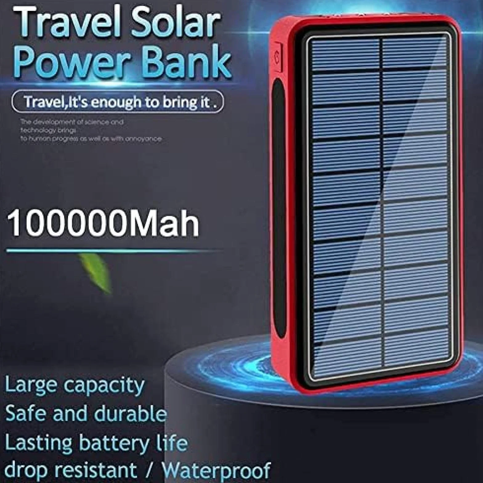 Przenośna Bezprzewodowa Ładowarka Słoneczna O Pojemności 100 000 MAh - Bateria Zewnętrzna Ze Wskaźnikiem Stanu LED, Powerbank O Dużej Pojemności, Przenośne Power Banki PD USB C, Szybkie Ładowanie,
