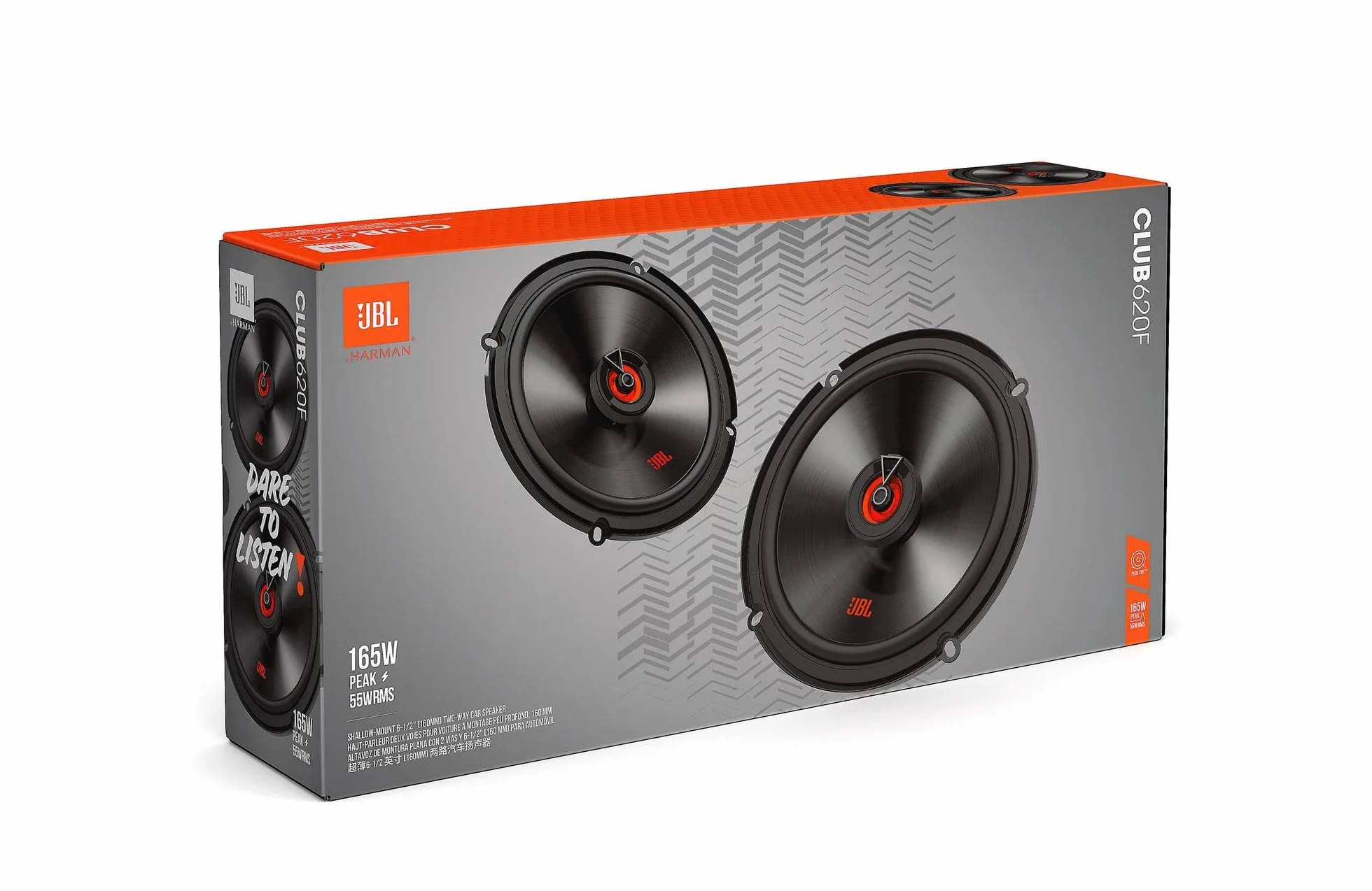 JBL Club 620F 2-drożny zestaw głośników samochodowych Harman Kardon – 180 W głośniki samochodowe do montażu na płasko – 2 sztuki Car HiFi Box duży 16-17 cm – 6,5 cala – bez osłony grilla
