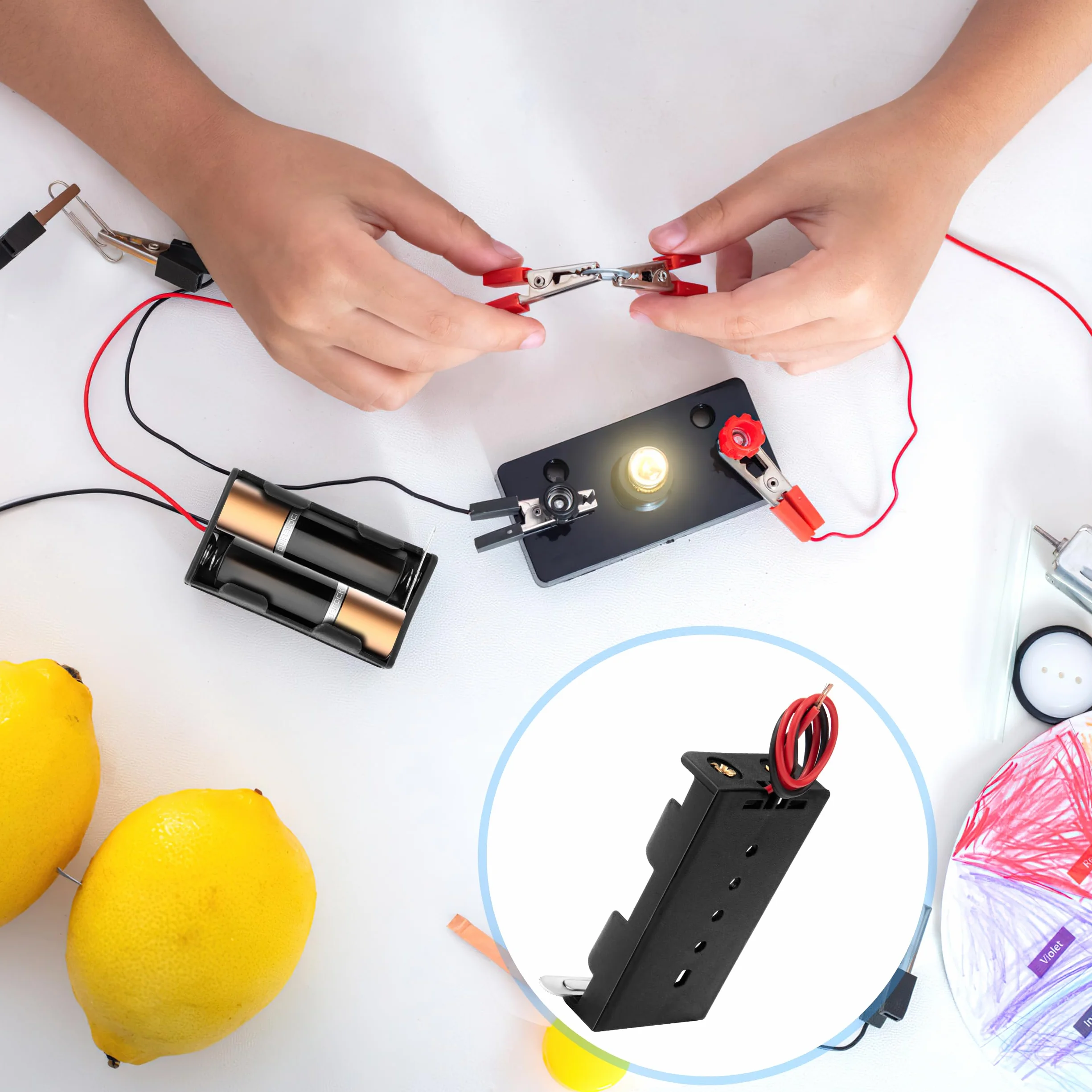 Uchwyt na baterie AA Plastikowe uchwyty na baterie 1,5 V z przewodami i przełącznikiem 2 sztuki