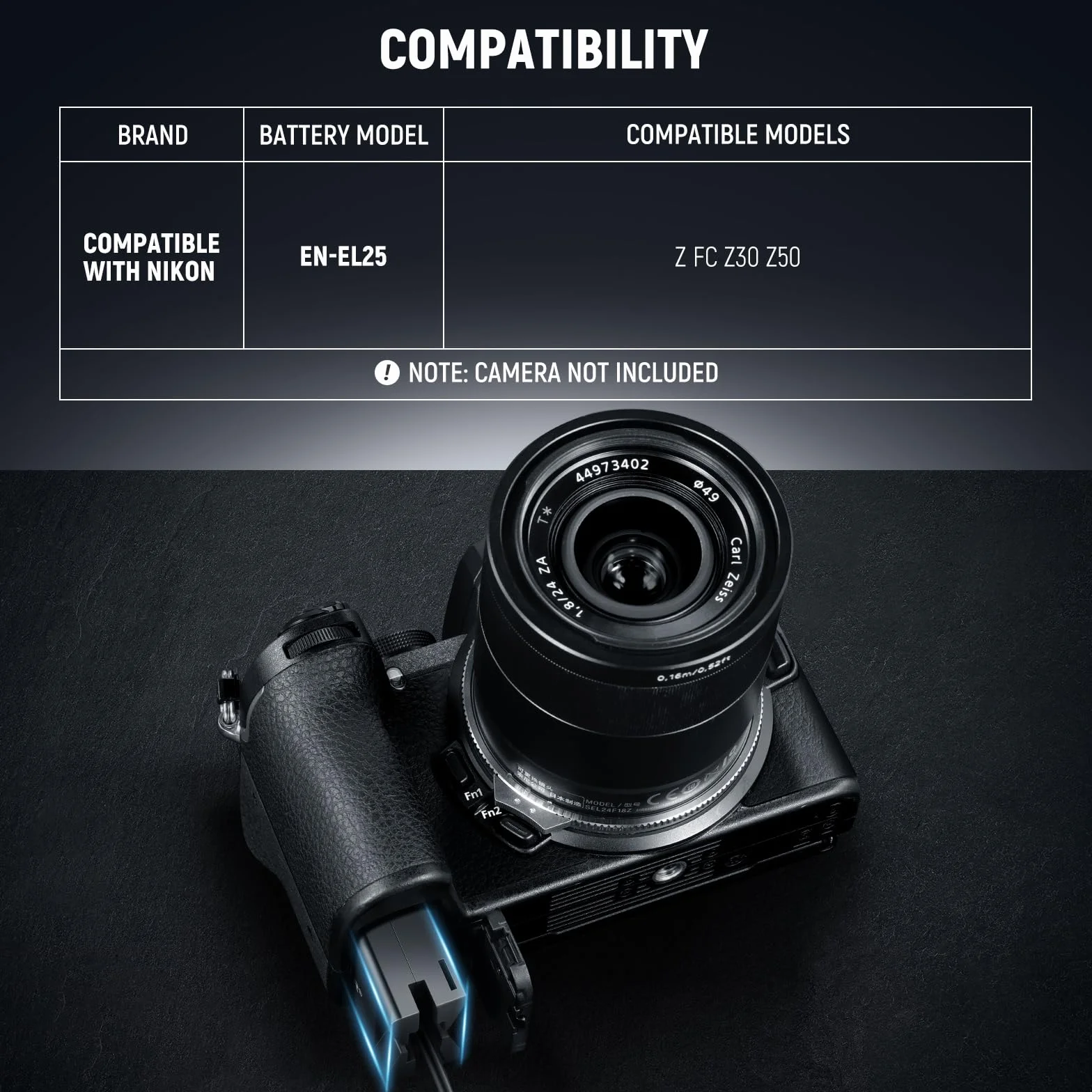 NEEWER D Tap do EN EL25 Dummy akumulator z kablem, stabilne ciągłe zasilanie do Nikon Zfc Z30 Z50, kompatybilny z akumulatorami SmallRig V Lock PS099E Sony V Mount, VP-EP5G