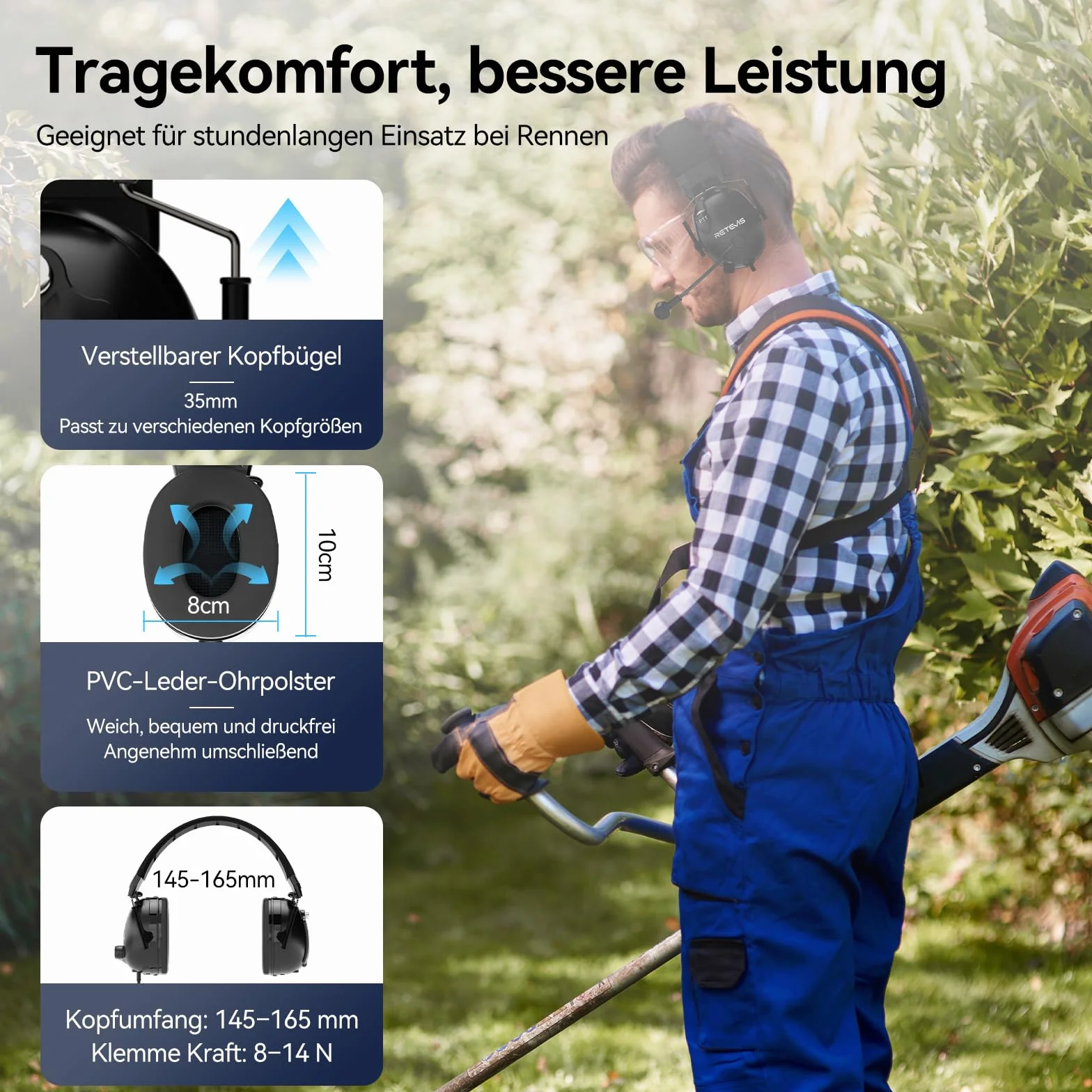 Retevis EHK015 Walkie Talkie Headset, ANC Overhead Radio Headphones, składany podwójny PTT Przyciski Obrotowy Mikrofon Kenwood 2-Pin, kompatybilny z Baofeng UV5R Retevis RT24 RT27 RT668 RT86(1 szt)
