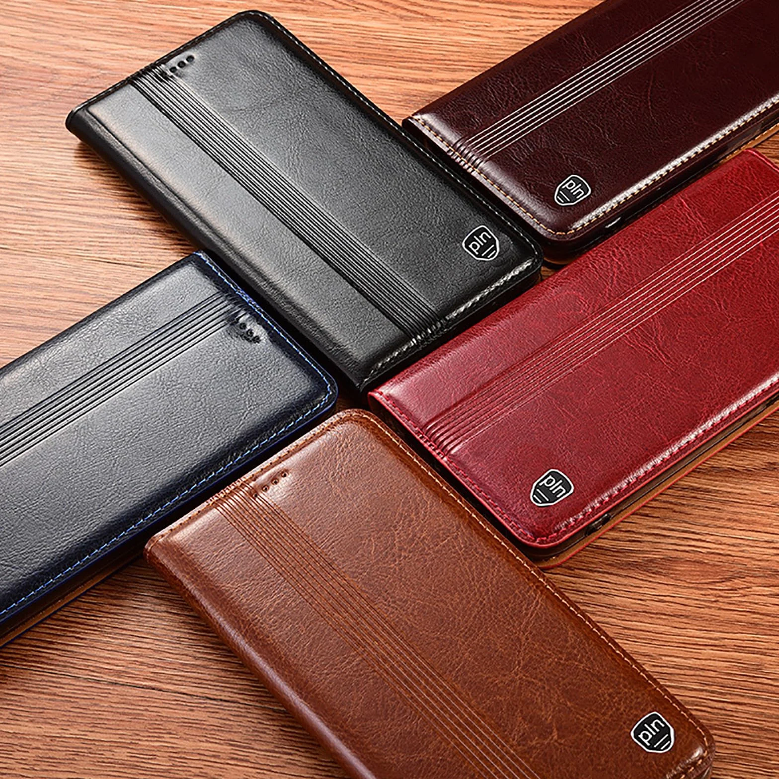 Etui z prawdziwej skóry do iPhone 17 PRO Max/17 Pro/17 Air/17, magnetyczne etui z klapką w stylu vintage biznesowe etui na telefon komórkowy, czerwony, 17 PRO