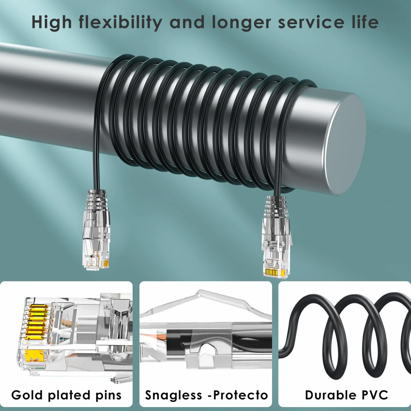 Ercielook Cat6a kabel krosowy 0,15 m (12 sztuk), kabel Cat6a Lan, 10 Gbps 550 MHz, szybki kabel sieciowy, 28AWG czysta miedź, krótki kabel Ethernet do panelu krosowego/szafy sieciowej