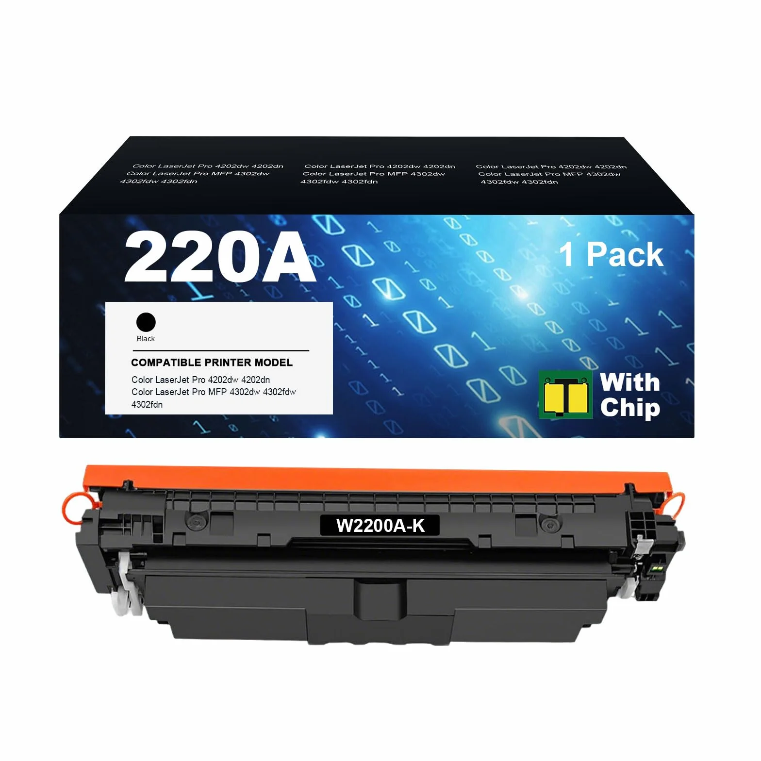 220 A wkład z tonerem zamiennik do HP Color LaserJet Pro 4202dn, 4202dw, MFP 4302dw, MFP 4302fdn, MFP 4302fdw, 4303y - czarny - 1 opakowanie (z chipem)