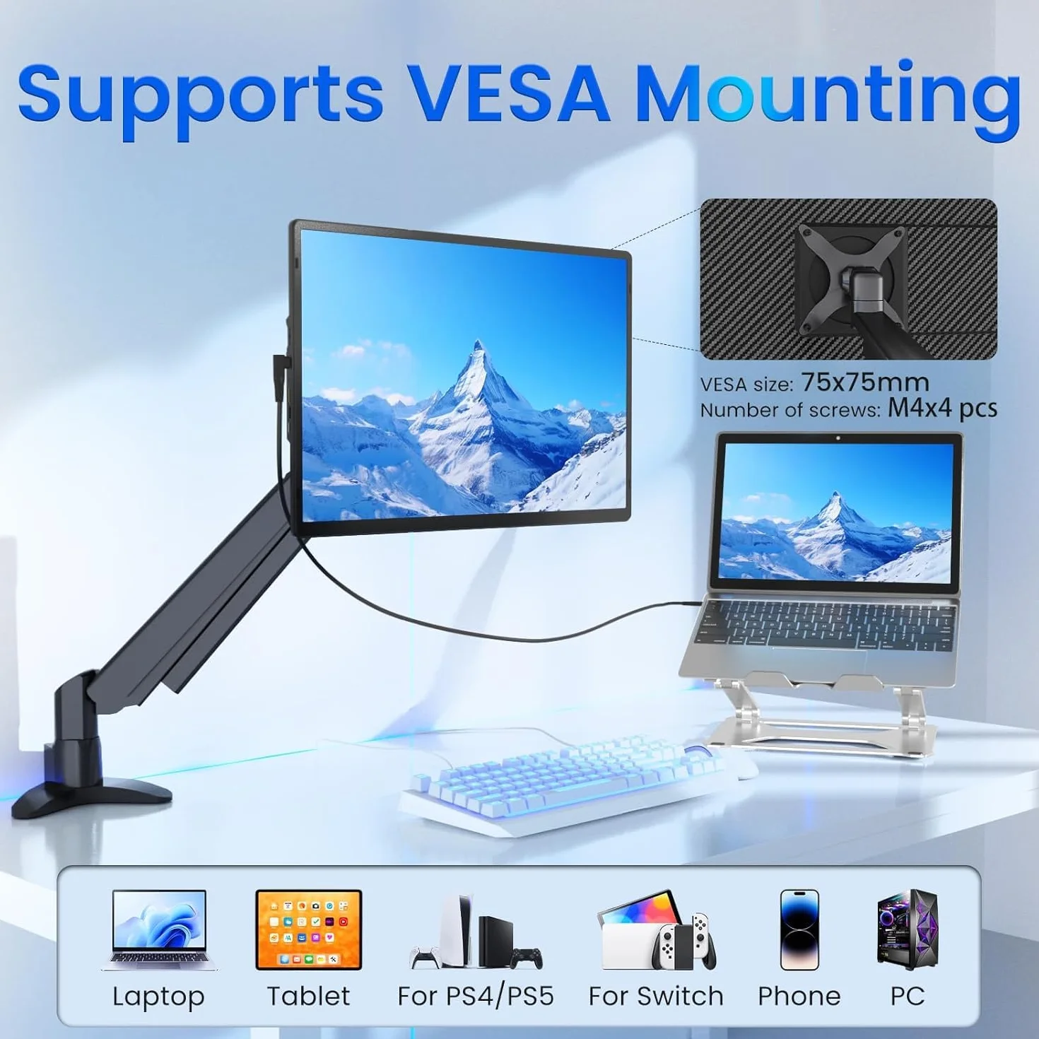 Przenośny monitor do laptopa – przedłużacz ekranu laptopa HDMI USB C podróżny zewnętrzny wyświetlacz ze stojakiem monitor gamingowy do komputera PC MAC przełącznik telefonu komputera Xbox PS4/5