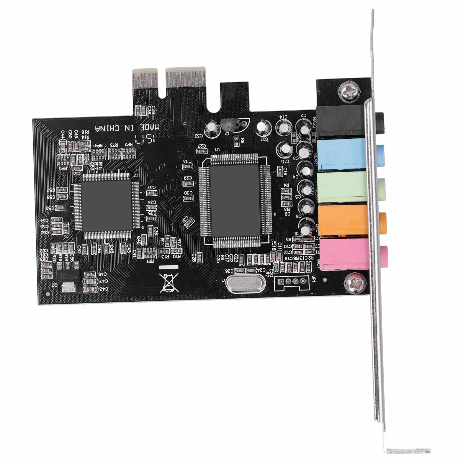 5.1-kanałowa karta dźwiękowa PCI-Express z pełnym dupleksem, karta dźwiękowa stereo z chipem CMI8738, do systemu na komputer stacjonarny, komputer do kina domowego, duże gry 3D