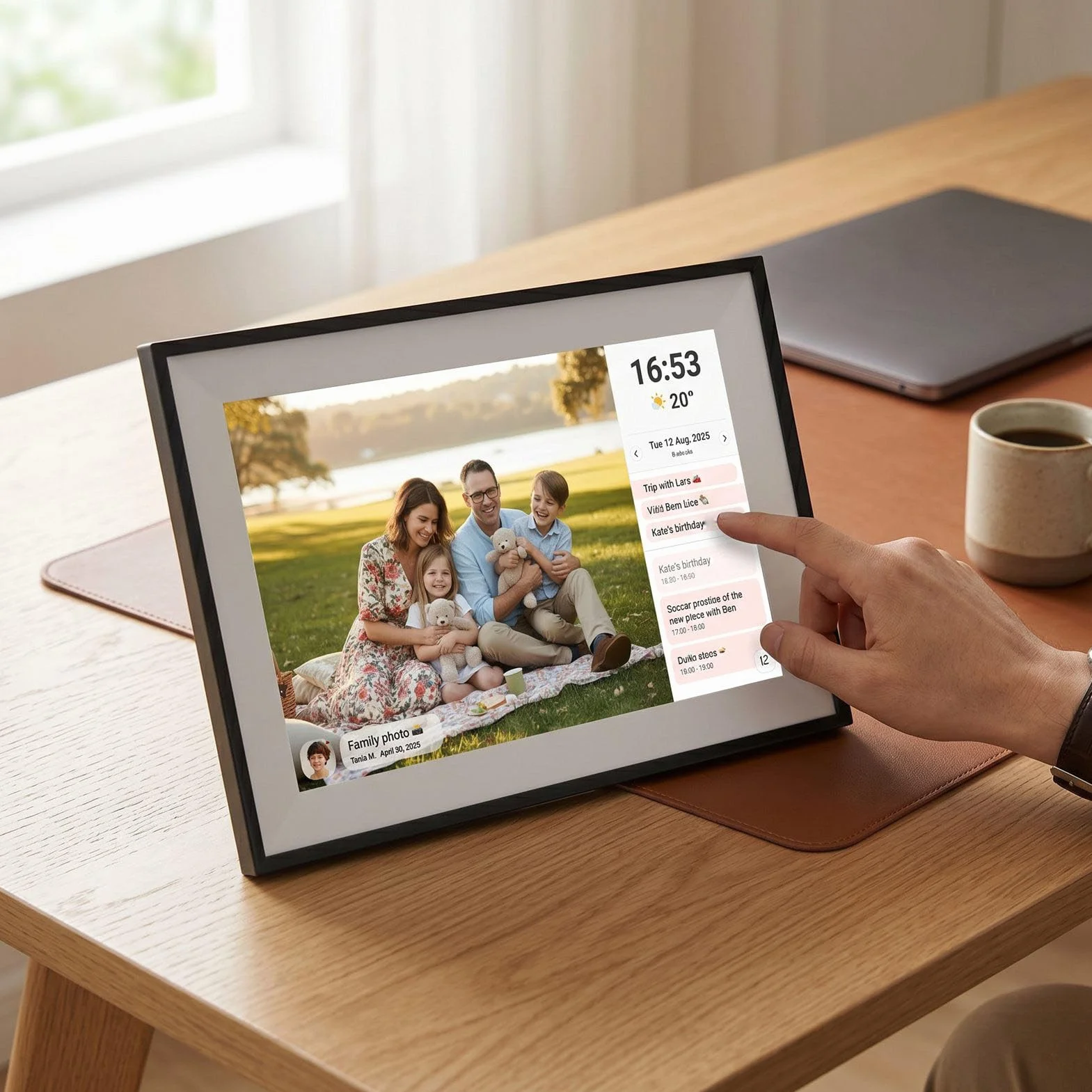 Inteligentny Kalendarz Cyfrowy o Przekątnej 10,1 Cala, Planer Rodziny z Ekranem Dotykowym Wi-Fi i pamięcią 32 GB, Ramka na Zdjęcia HD, Synchronizacja Kalendarza Google,
