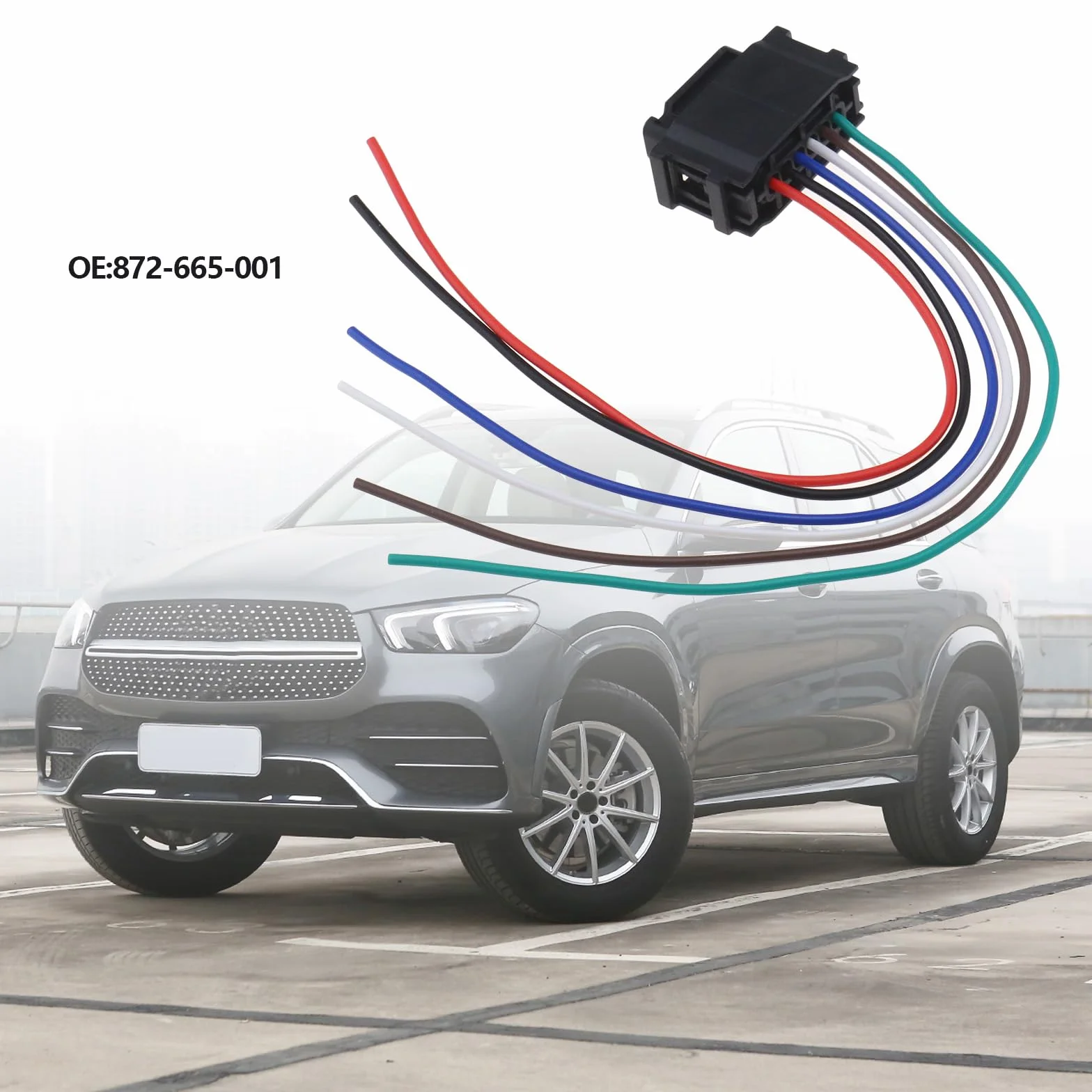 Złącze czujnika radaru samochodowego, wstępnie okablowane, 6-pinowe, 872-665-001, kompatybilne z Mercedes-Benz W205 klasy C S czujnik parkowania, złącze wtykowe wiązki przewodów 15 cm