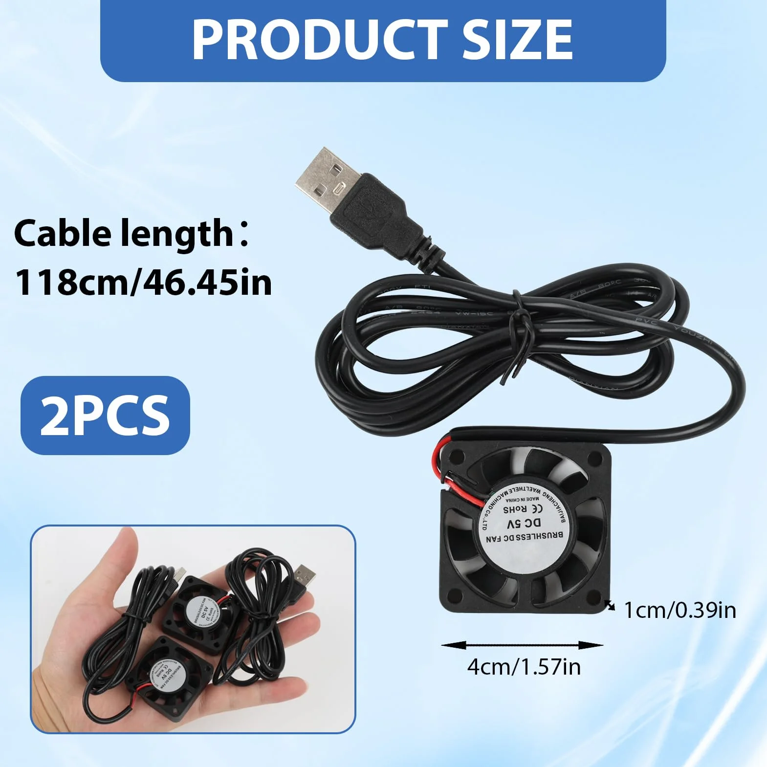 Mini Wentylatory chłodzące USB 40 x 40 x 10 mm DC 5 V bezszczotkowy 4010