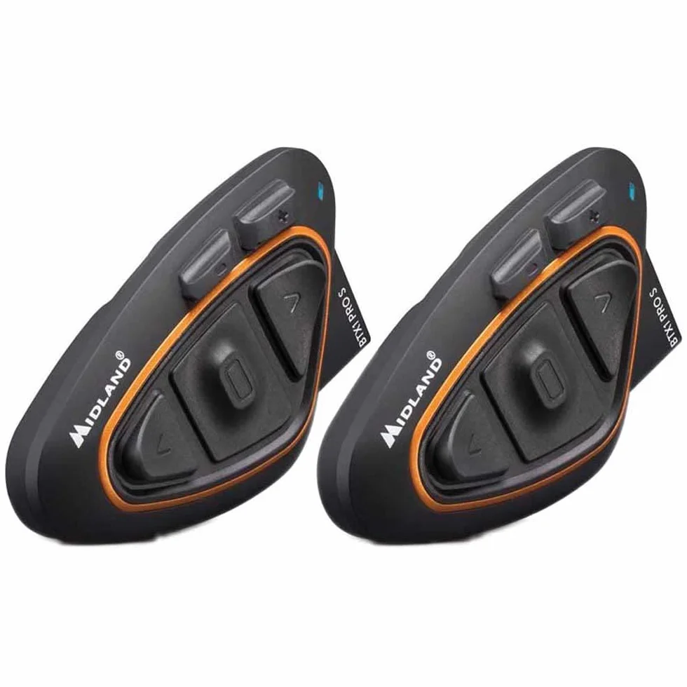 Midland Interkom motocyklowy BTX1 Pro S Twin, wodoodporny zestaw słuchawkowy Bluetooth IPX6, 800 m, konferencja dla maksymalnie 4 osób, bateria 23H, redukcja szumów, radio FM za pośrednictwem