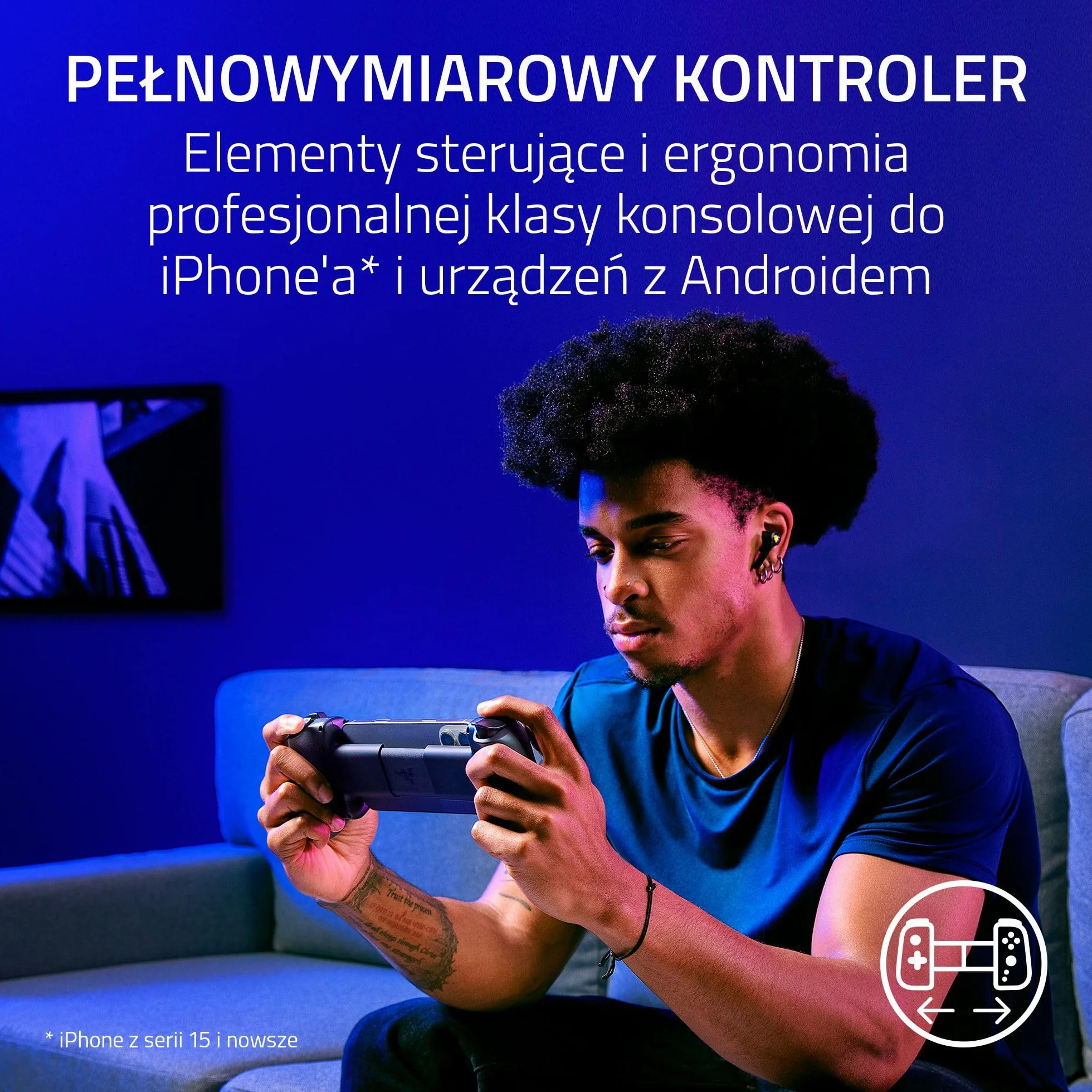 Razer Kishi V3 Phantom White - Pełnowymiarowy kontroler mobilny do smartfonów iPhone i Android - USB-C - Analogowe drążki z funkcją Anti-drift - 12 przycisków | Phantom White Edition