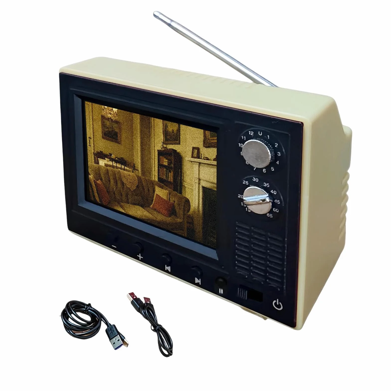 Kieszonkowy TV Małe Retro Zabawki Z Odtwarzaniem USB | Obsługa Słuchawek Telewizor Kieszonkowy Do Domu Salonu Sypialni Biura Akademika Przedpokoju Szafki Biurka Domku Dla Lalek