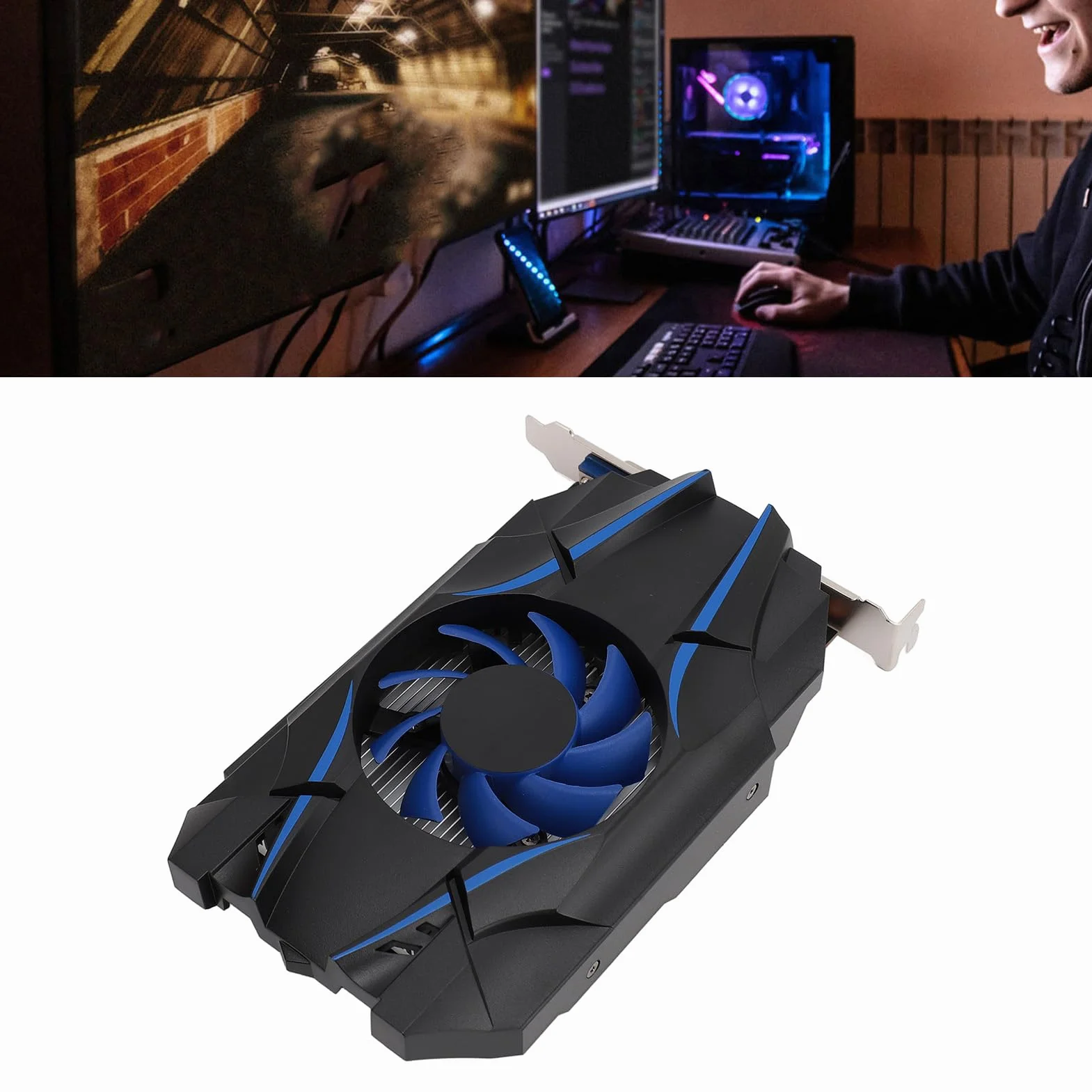 Bewinner Karta Graficzna GT1030 2GD5 |2 GB Pamięci GDDR5, Taktowanie Rdzenia 6008 MHz, PCIe 2.0 X16 z HDMI/VGA, Chłodzenie Wentylatorem do Gier i Pracy na Komputerze