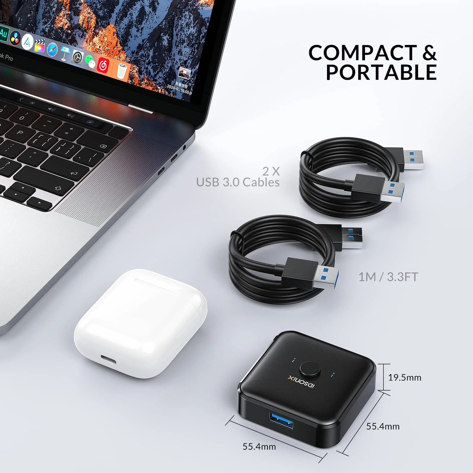 iDsonix USB 3.0 przełącznik przełącznika, wyjście USB 2 w 1 (1 w 2 Wyjście) dwukierunkowy 2 Przełącznik USB do PC, drukarki, skanera, klawiatury