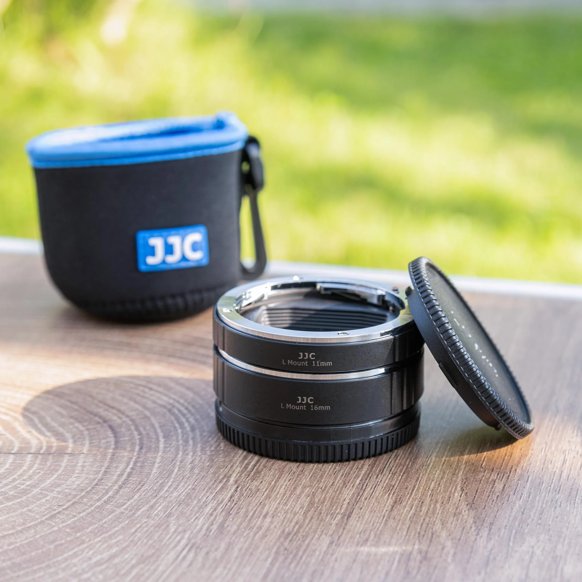 JJC Rurka przedłużająca makro (11 mm + 16 mm) autofokus do aparatów Panasonic/Sigma/Leica z mocowaniem L do obiektywów, fotografia makro z bliska - zestaw pierścieni przedłużających, korpusu i tylnej