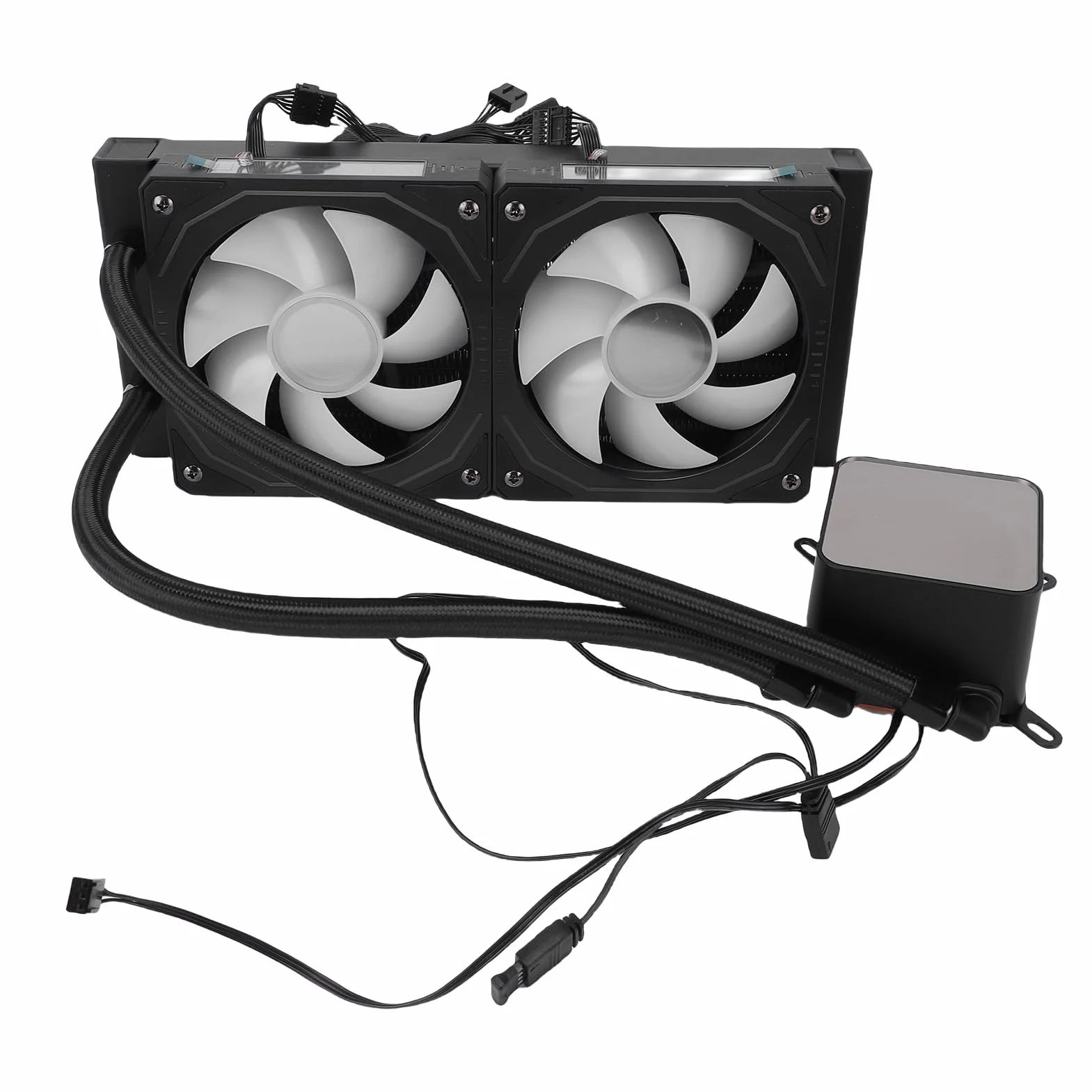 Aramox 240 Płynna Chłodnica Procesora, ARGB AIO Płynna Chłodnica Procesora z 2,2-calowym Ekranem LCD, Miedzianymi Wentylatorami PWM 240 Mm, Pasuje do AM4 AM5 LGA1700 PC Gaming Cooling (BLACK)