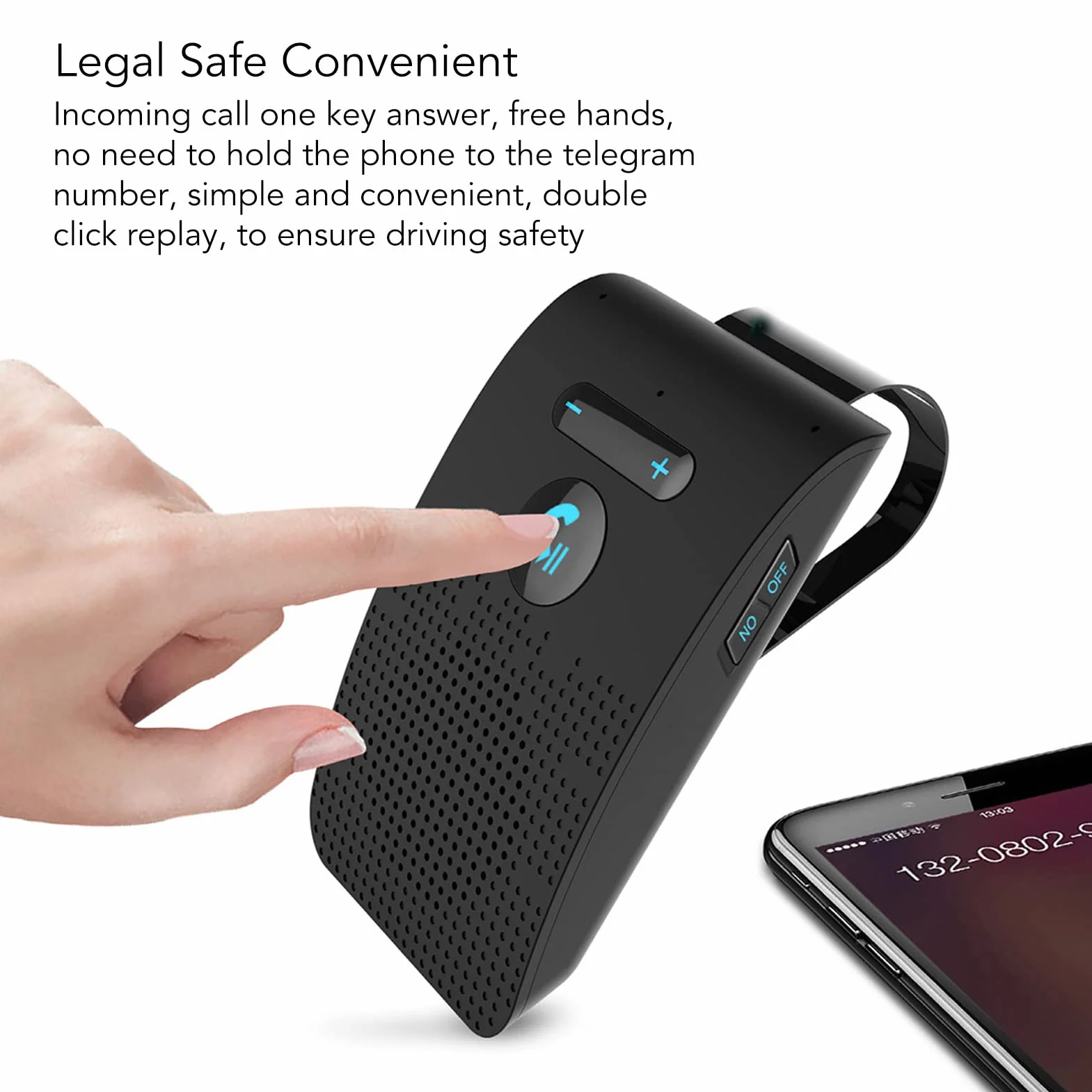 Samochodowy Zestaw Głośnomówiący, Zestaw Głośnomówiący z Automatycznym Połączeniem Telefonu Komórkowego Bluetooth 5.0 Bezprzewodowy Adapter do Odbiornika Przeciwsłonecznego Głośnik MP3 z Klipsem z Tył
